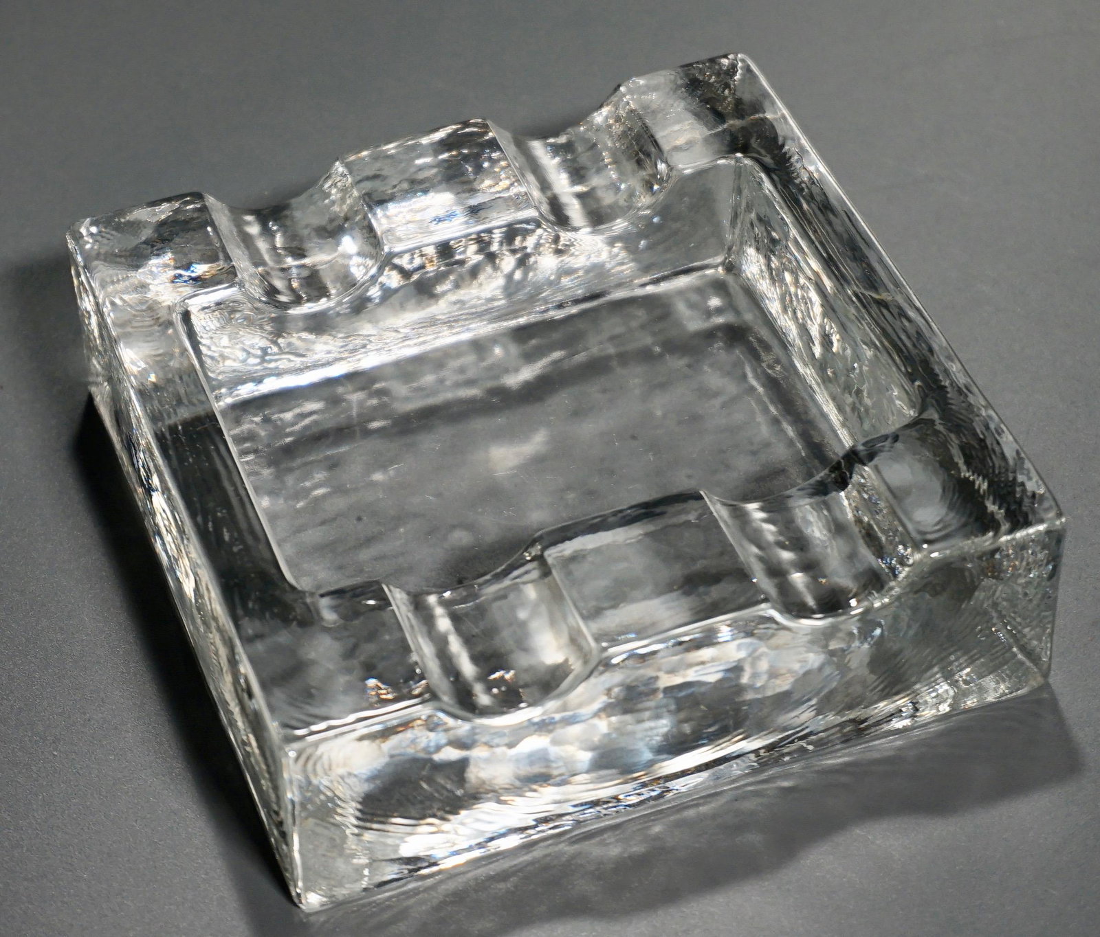 Large Vintage Heavy Glass Block Ashtray (1 of 5)