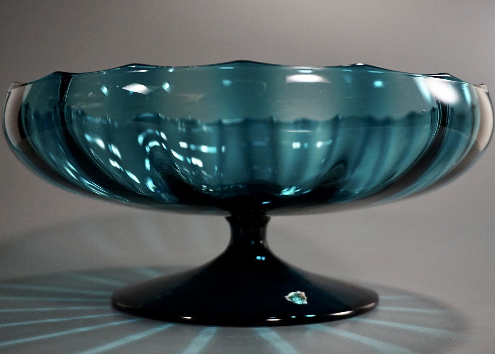 Italian Murano Mid Century Blue Art Glass Compote (1 of 7)