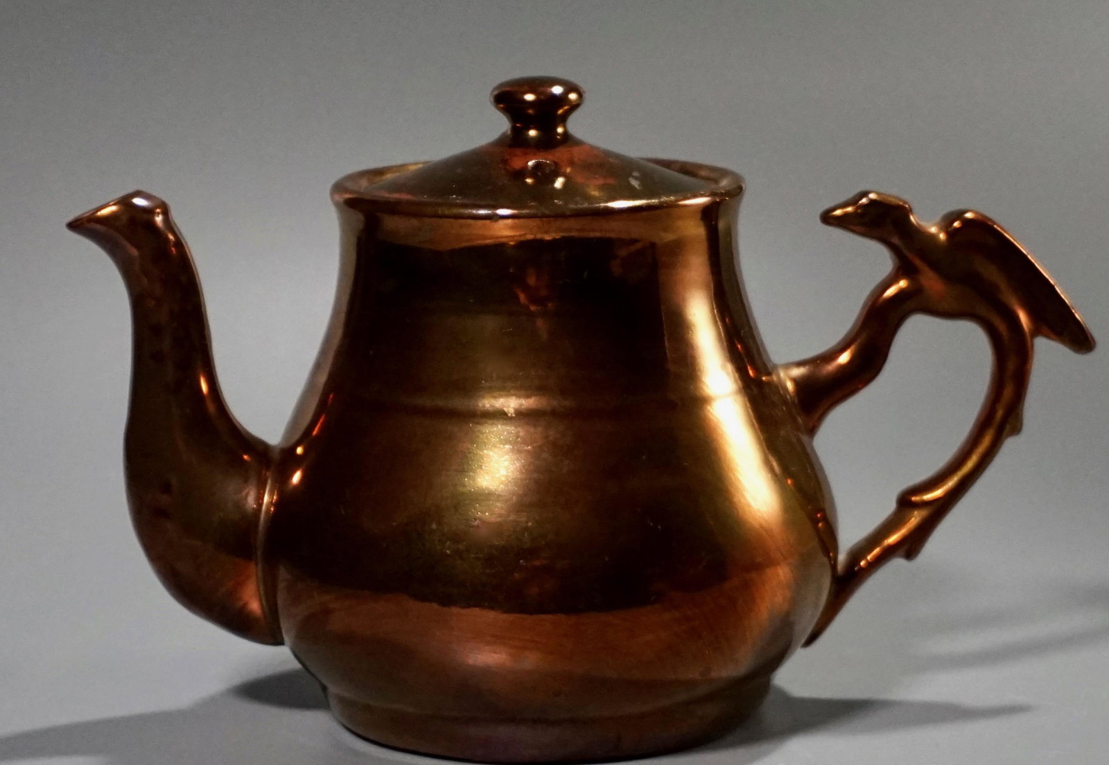 Antique Wade Copper Lusterware Eagle Bird Handle Teapot (1 of 6)