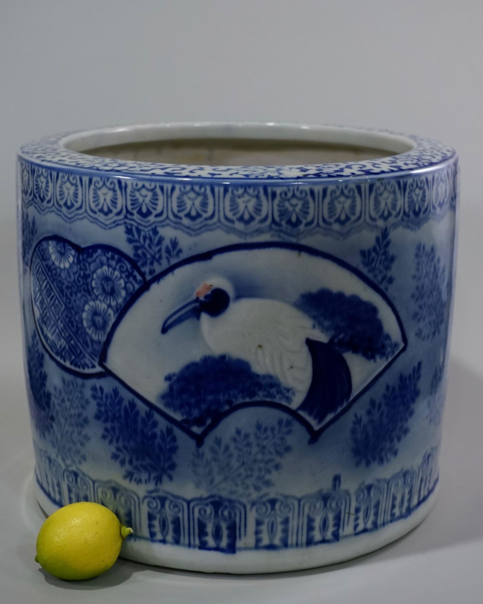 Large Oriental Porcelain Crane Bowl Planter (1 of 7)
