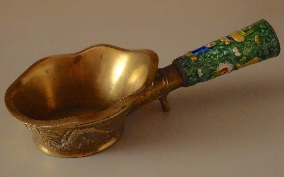 Chinese Enamel Handle Brass Silk Iron (1 of 8)