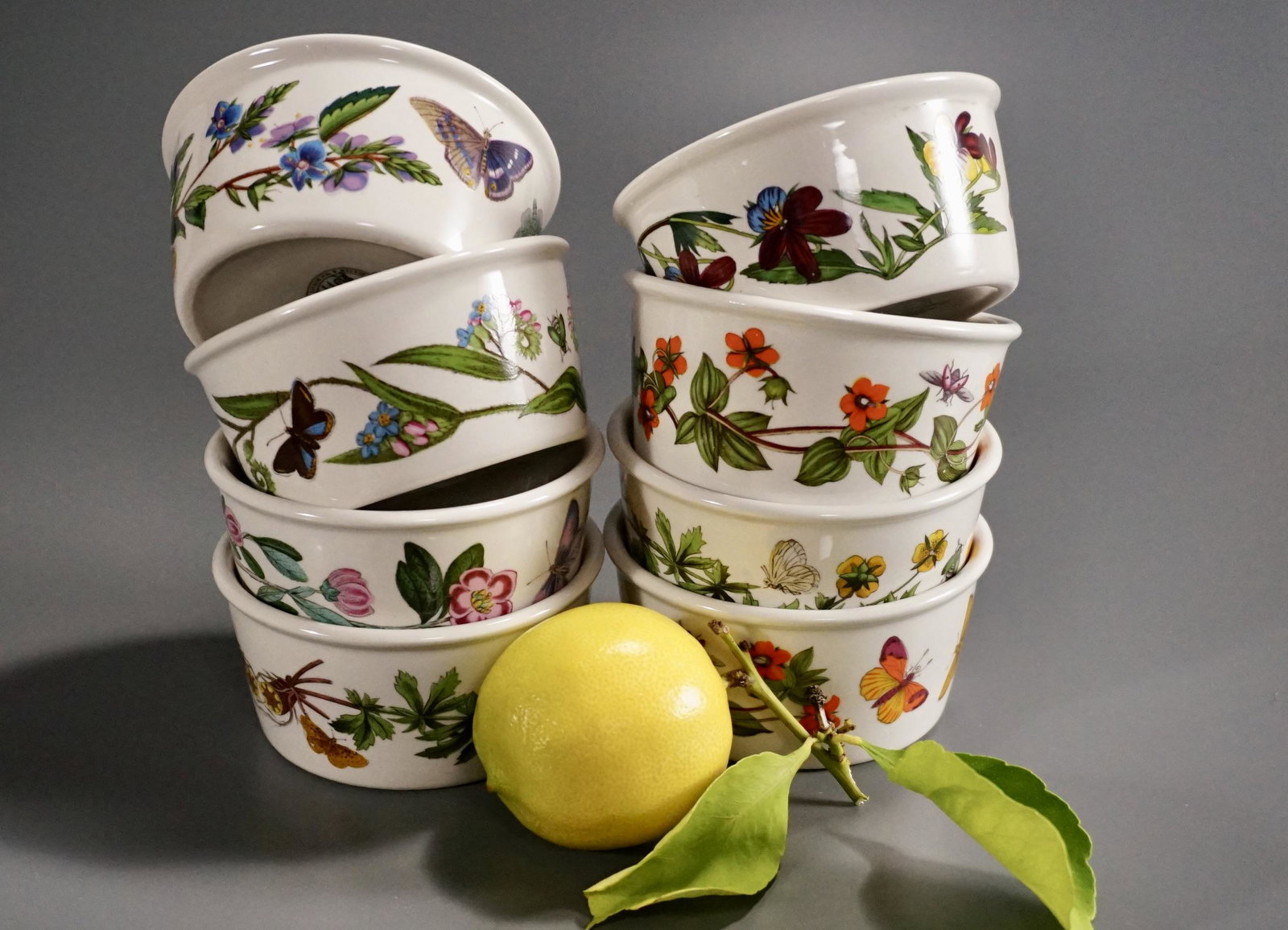 Botanic Garden Oven to Table Ramekins Lot of 8 Custard: Botanic Garden Oven to Table Ramekins Lot of 8 Custard Cups by Portmeirion Approximately 1 3/4 x 3 3/4 inches in diameter.