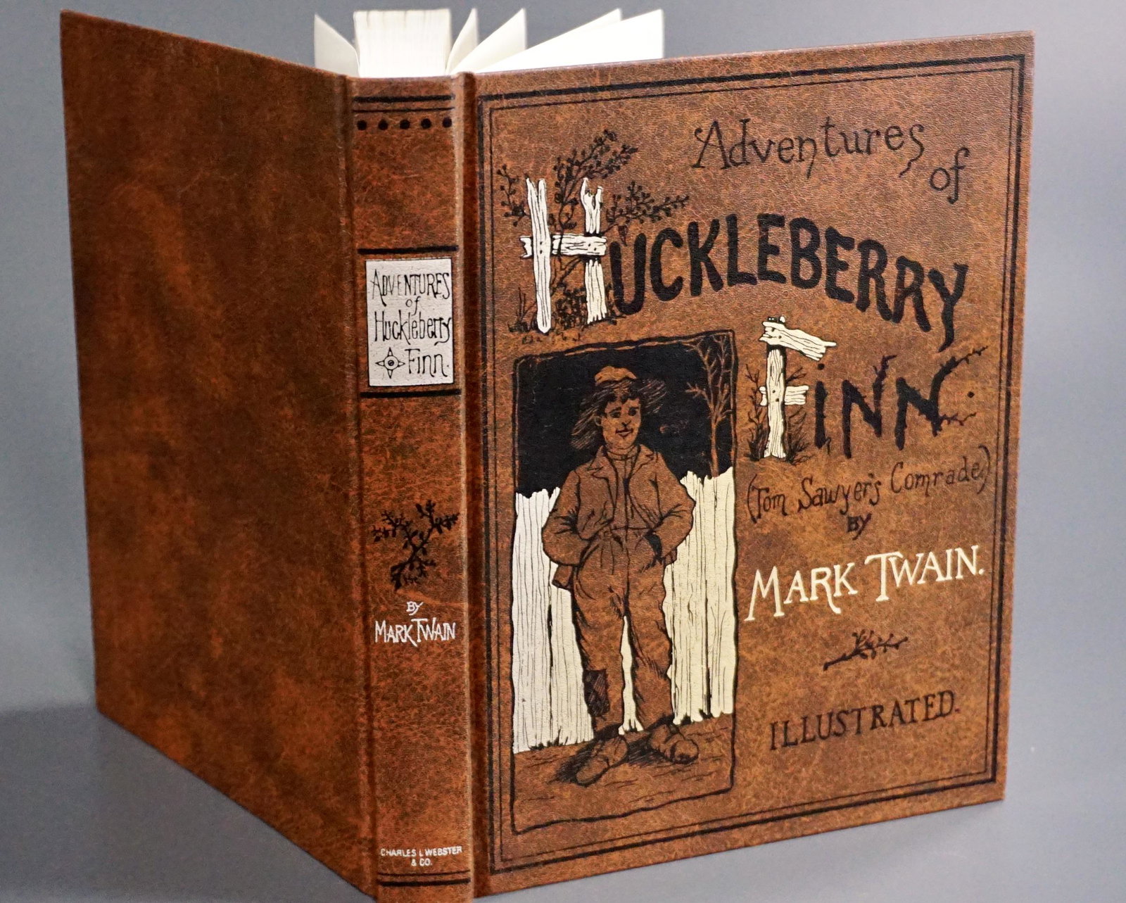 Mark Twain Adventures of Huckleberry Finn New York: Mark Twain Adventures of Huckleberry Finn New York Charles L. Webster and Company 1885 with 74 Illustrations Approximately 8 3/4 x 6 3/4 inches.