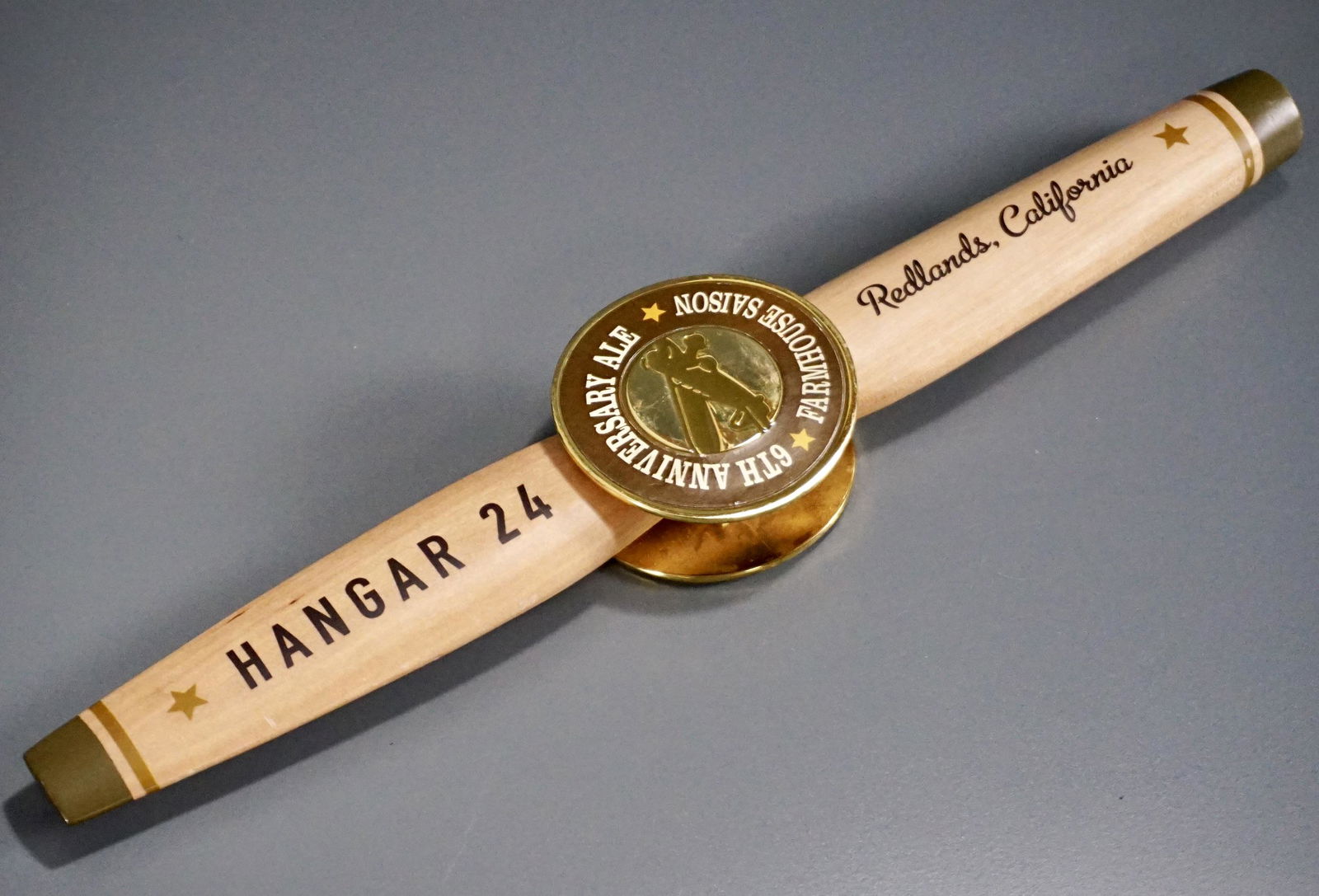 Hangar 24 Brewery Wooden Propeller Aviation Beer Tap: Hangar 24 Brewery Wooden Propeller Aviation Beer Tap Handle 6th Anniversary Ale Farmhouse Saison Craft Brewing Approximately 13 1/16 inches.