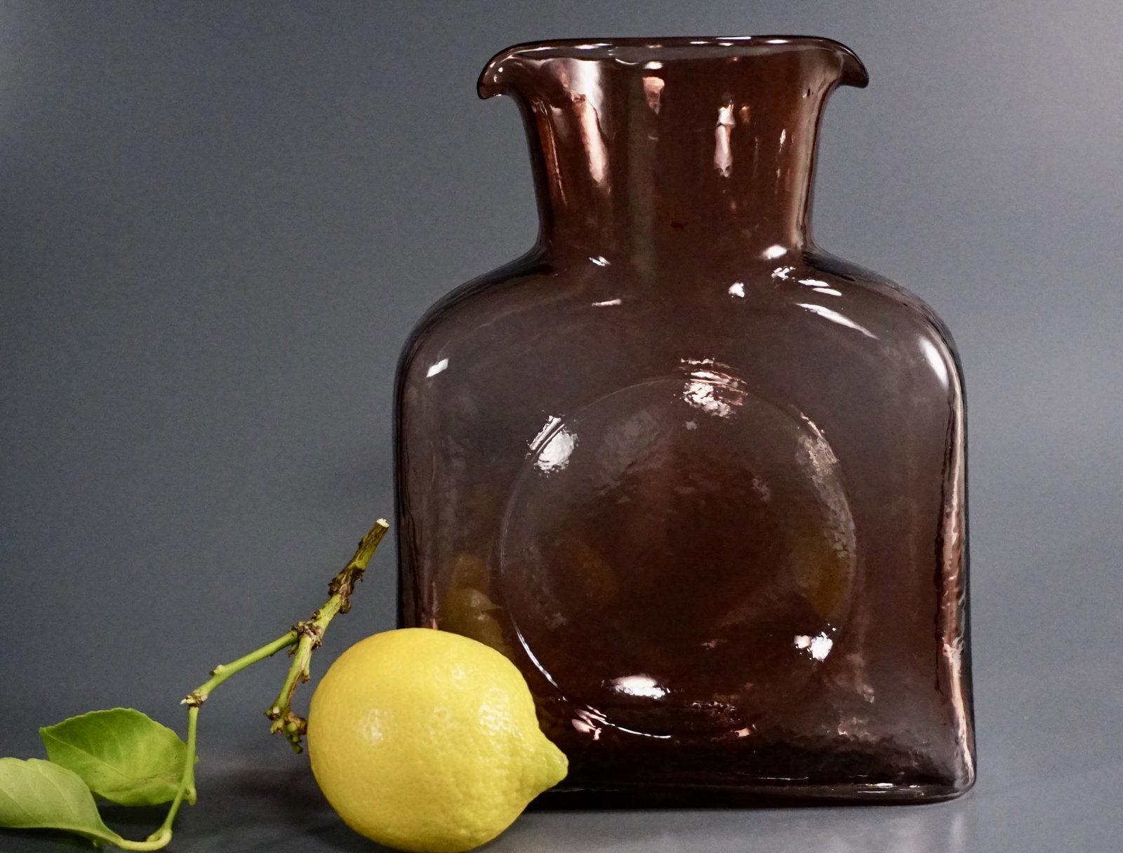 Blenko Glass Flask Vase Water Bottle Carafe: Blenko Glass Flask Vase Water Bottle Carafe Approximately 7 7/16 x 3 x 8 3/16 inches tall.