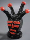 Horned Devil Jester Head Mid Century Pottery Mask