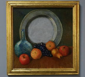 Mid Century Art Oil Still Life Painting in Gilded Frame