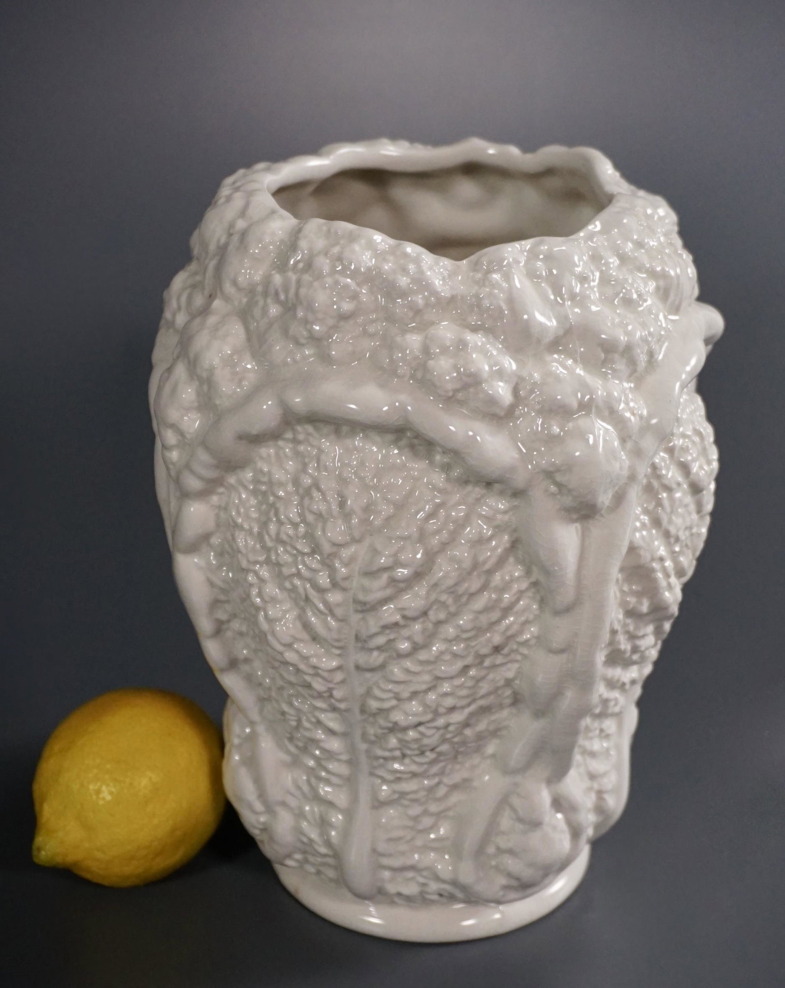 Burleigh Ironstone Cabbage Cauliflower Vase: Burleigh Ironstone Cabbage Cauliflower Vase Staffordshire Pottery Approximately 8 3/8 inches tall.