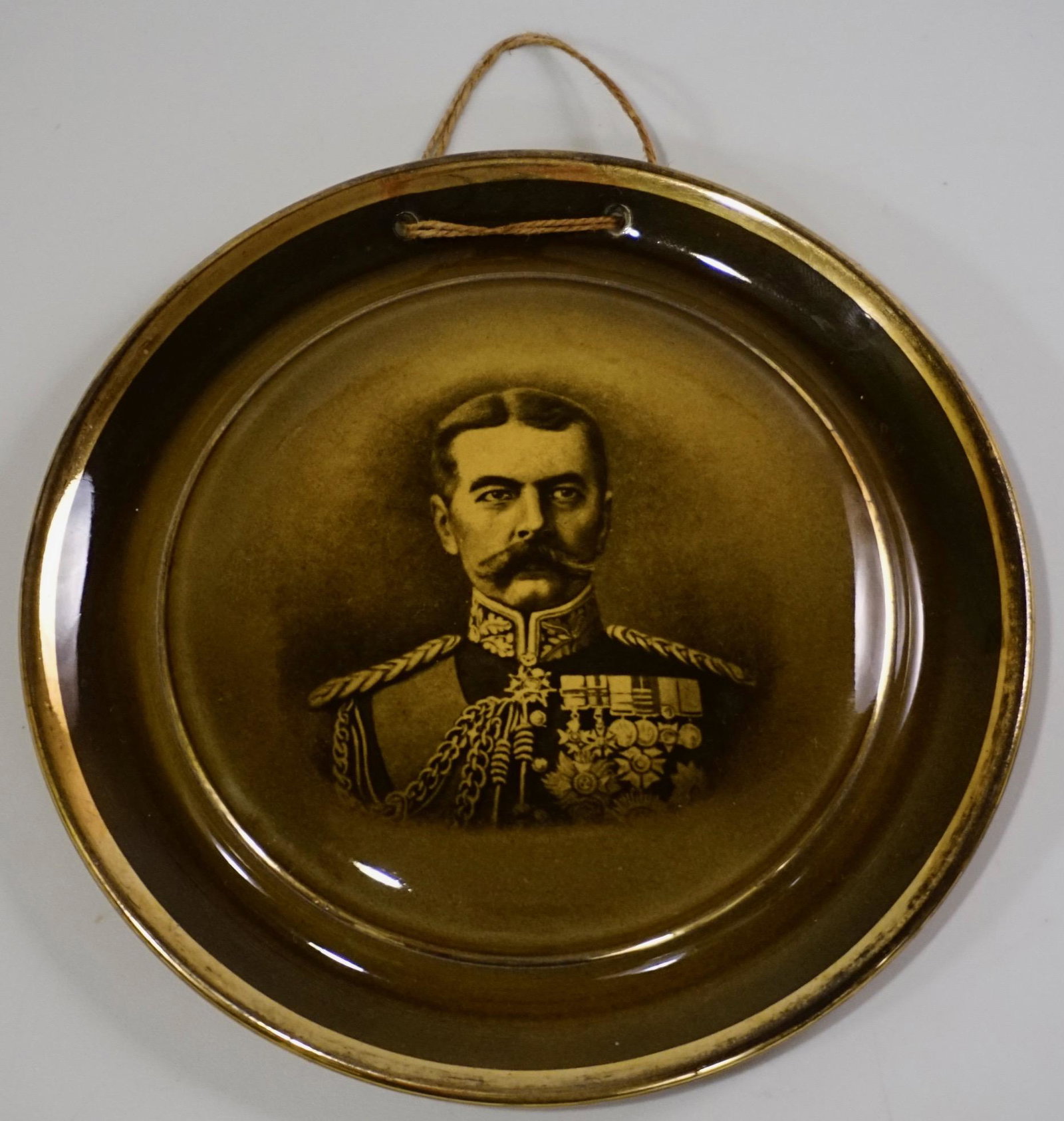 WWI Field Marshal Earl Kitchener Ridgways Pottery: WWI Field Marshal Earl Kitchener Ridgways Pottery Circular Wall Portrait Plaque Published During Great War 1914 Baron Horatio Herbert Kitchener, 1st Earl Kitchener of Khartoum and of Broome, Viscount 