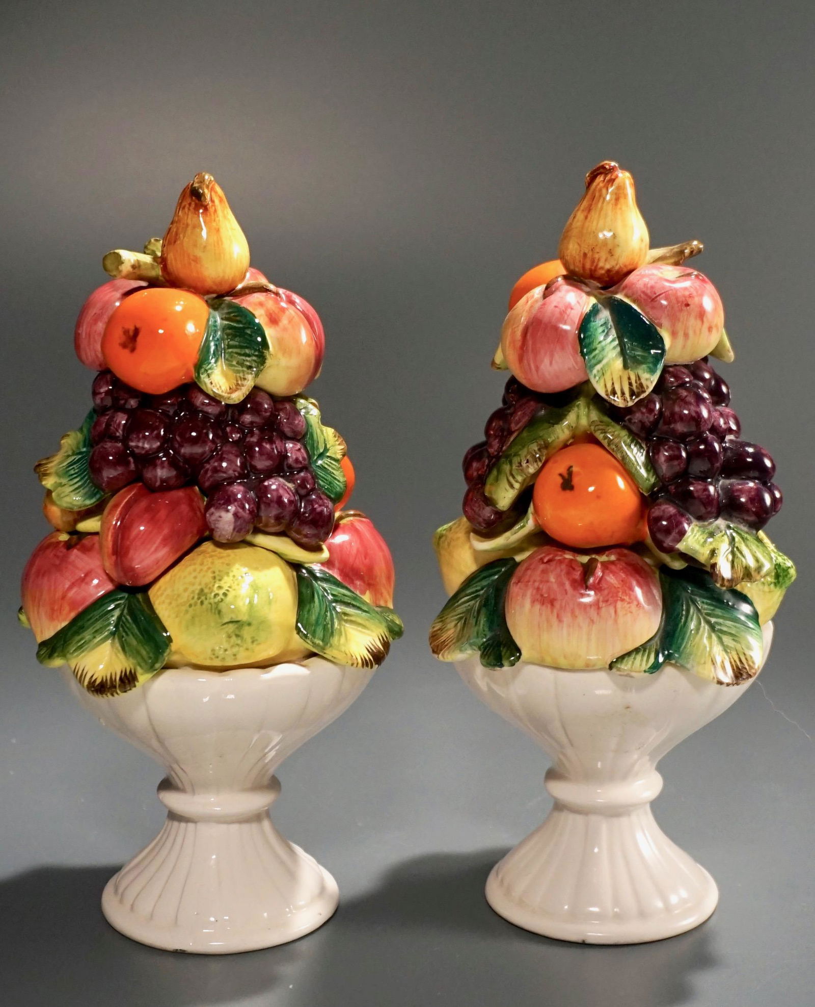 Sorrento by Armust Ceramic Fruit Obelisk Table Decor: Sorrento by Armust Ceramic Fruit Obelisk Table Decor Lot of 2 Approximately 8 3/16 inches tall.