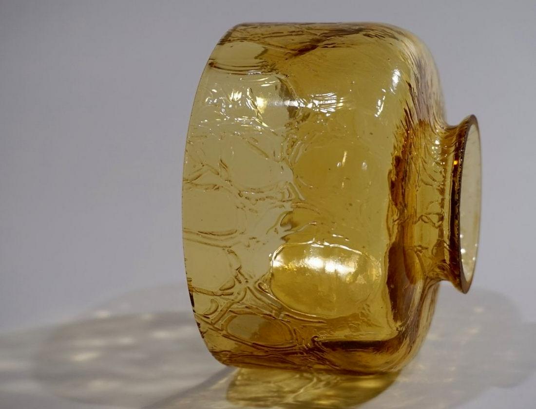 Vintage Amber Glass Lamp Shade: Vintage Amber Glass Lamp Shade Approximately 2 13/16 x 4 7/16 inches in diameter; 2 3/16 in diameter fitter.