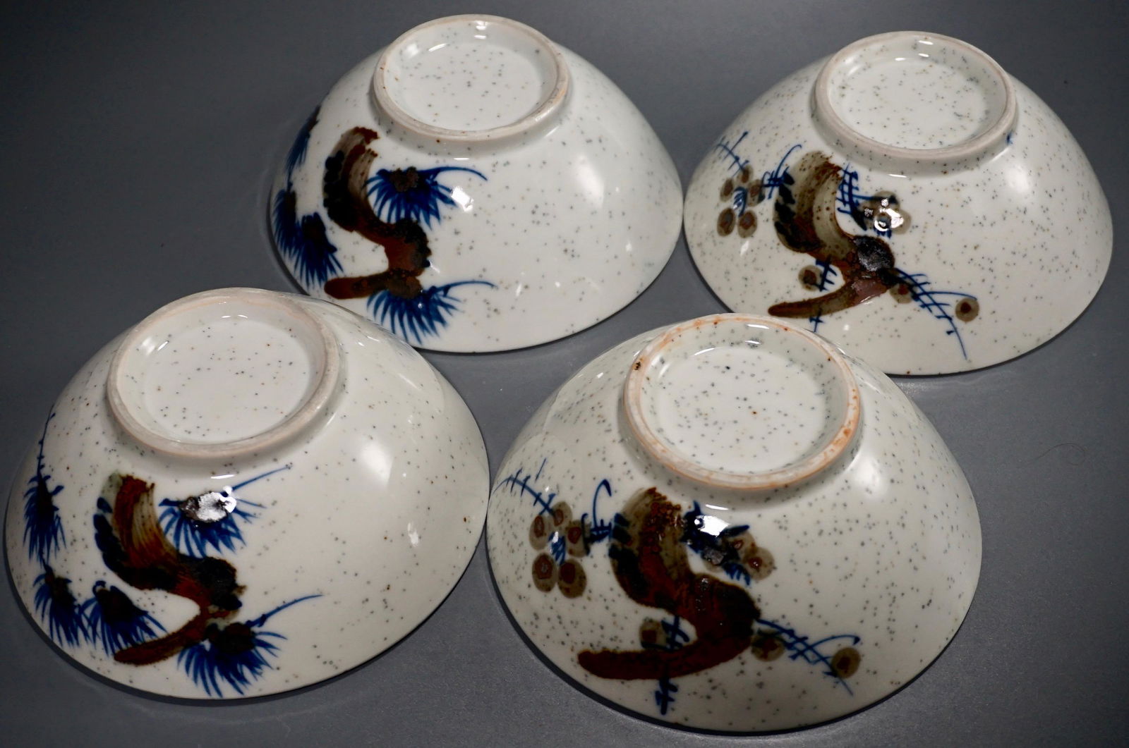 Hand Painted Granite Ware Oriental Bowls Lot of 4: Hand Painted Granite Ware Oriental Bowls Lot of 4 Approximately 2 1/2 x 6 inches in diameter.