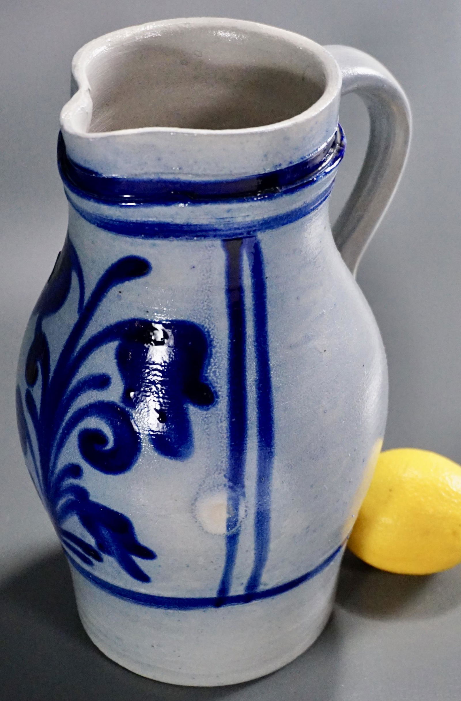 Flow Blue Salt Glazed Pitcher Stoneware Cobalt Jug (1 of 8)