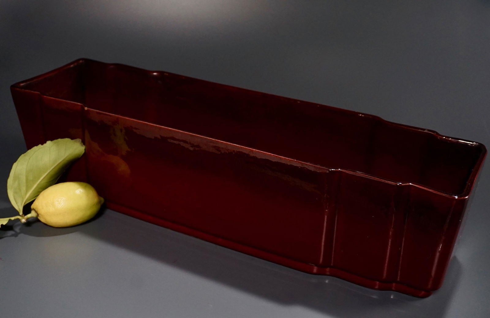 Large Vintage Burgundy Glaze Mid Century Pottery (1 of 6)