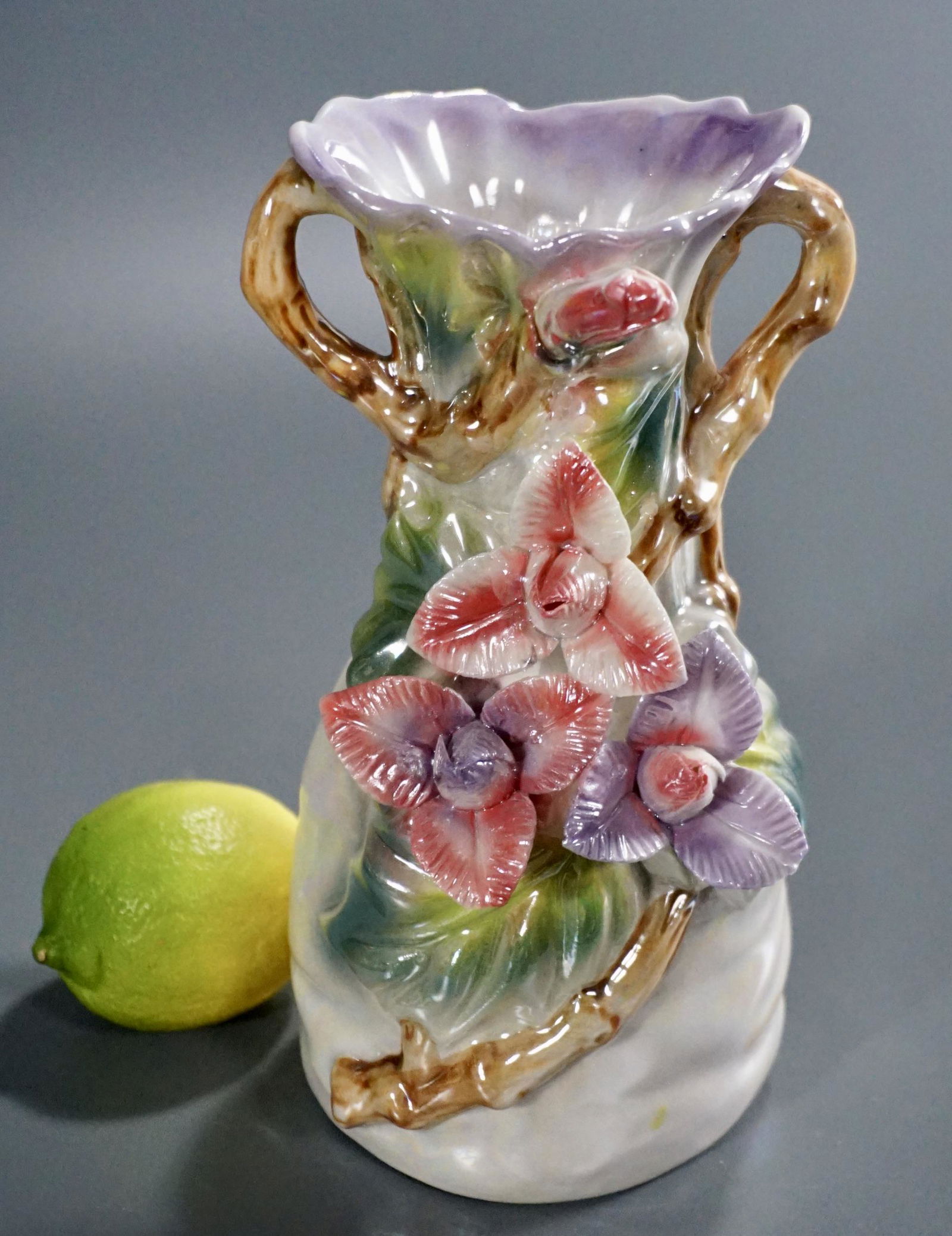 Opalescent Flowers German Pottery Vase Vintage c1940 (1 of 7)
