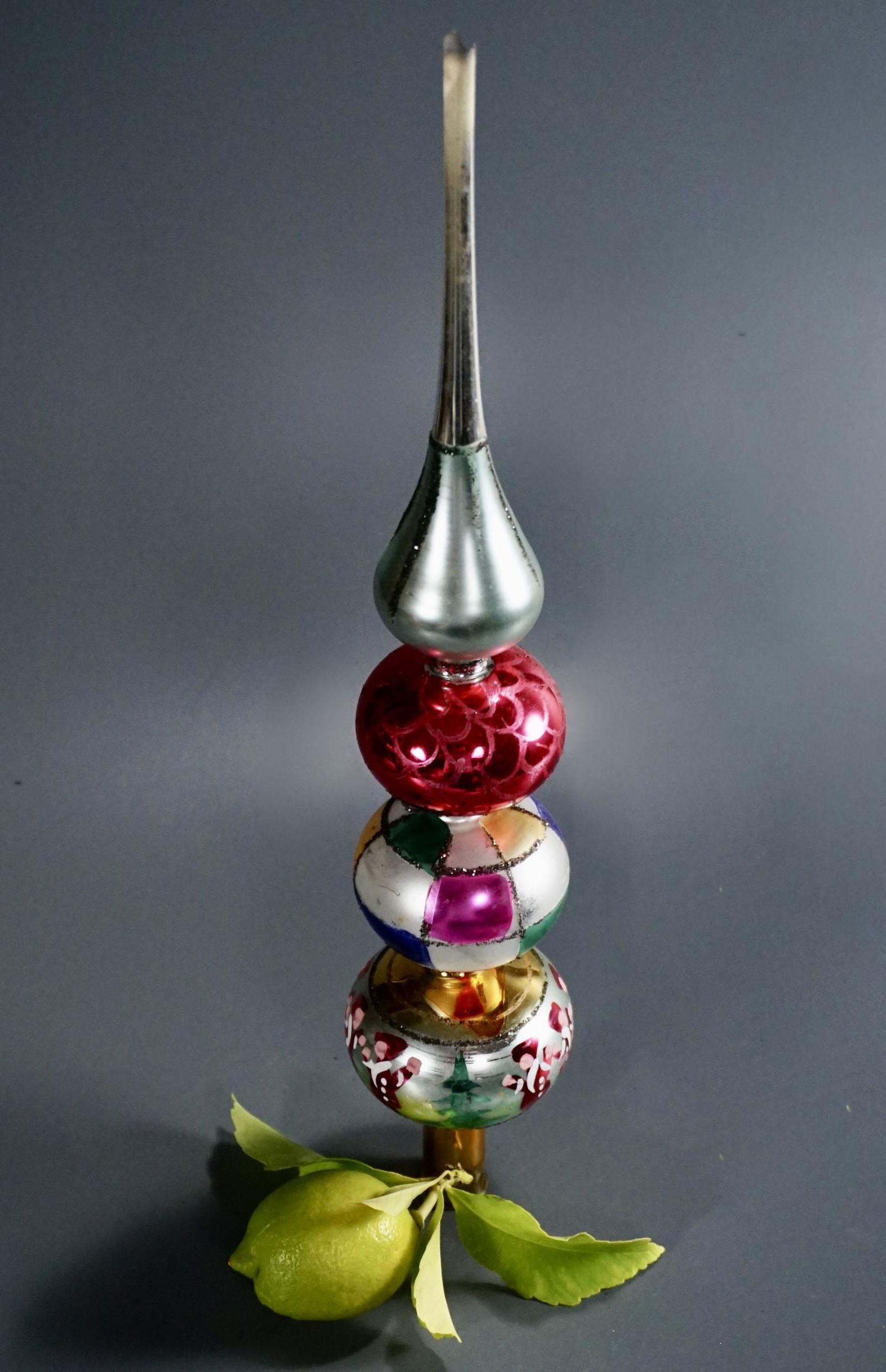 Large Hand Painted Elf Vintage Glass Christmas Tree (1 of 6)