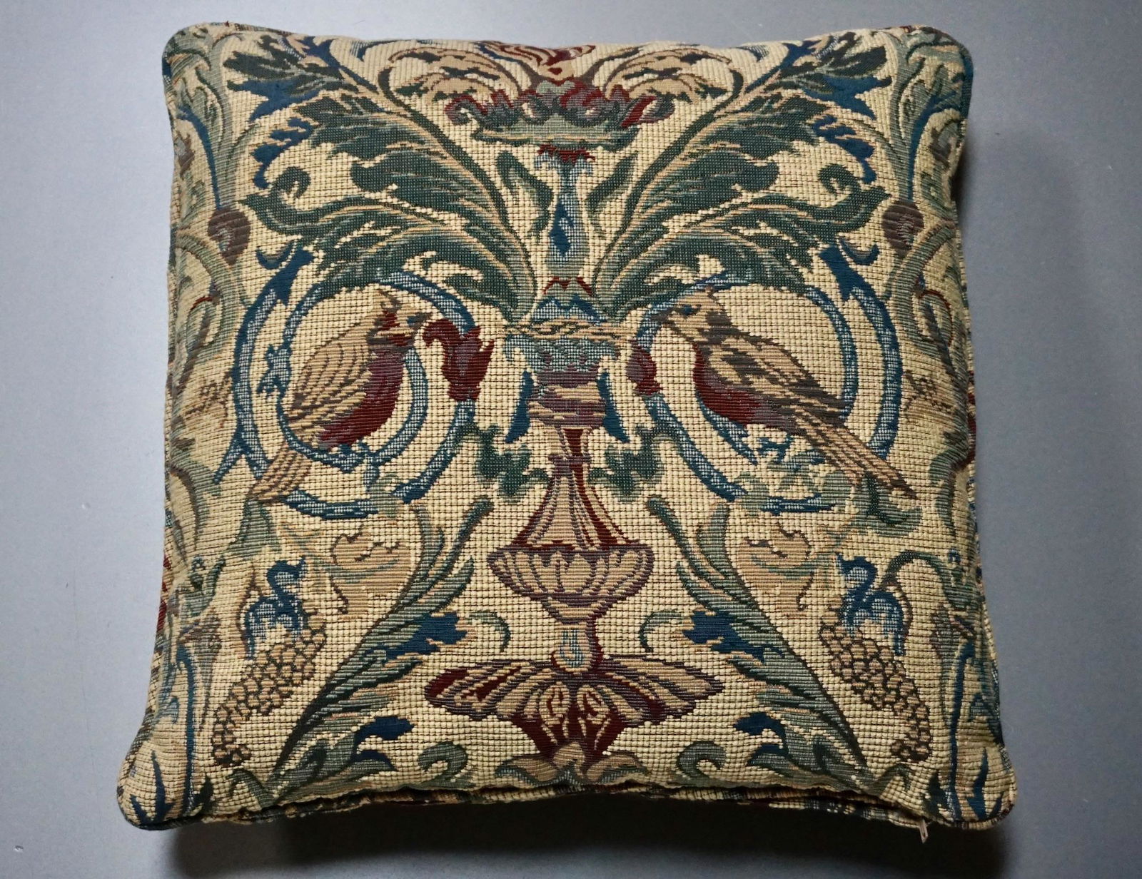 Renaissance Style Tapestry Pillow Birds in Foliage (1 of 4)
