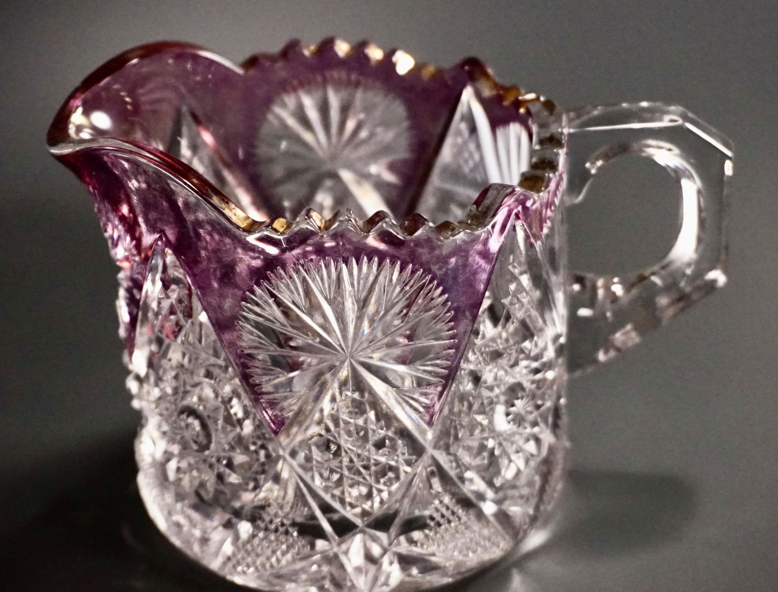 EAPG Pressed Glass Ruby Gold Accented Creamer (1 of 8)