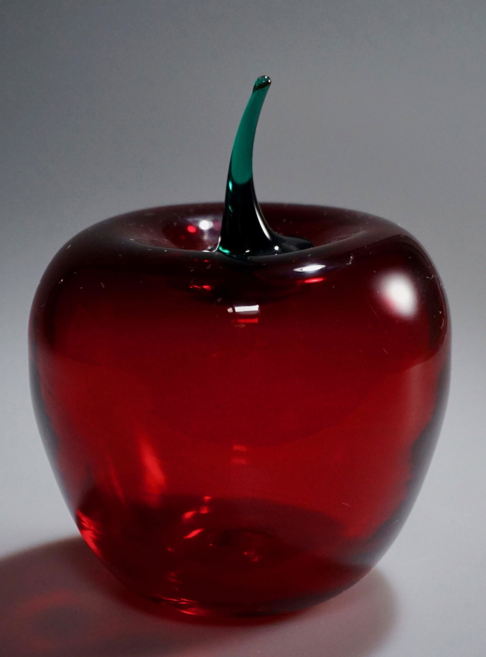 Vintage Pontil Blown Ruby Red Glass Apple Ornament (1 of 5)