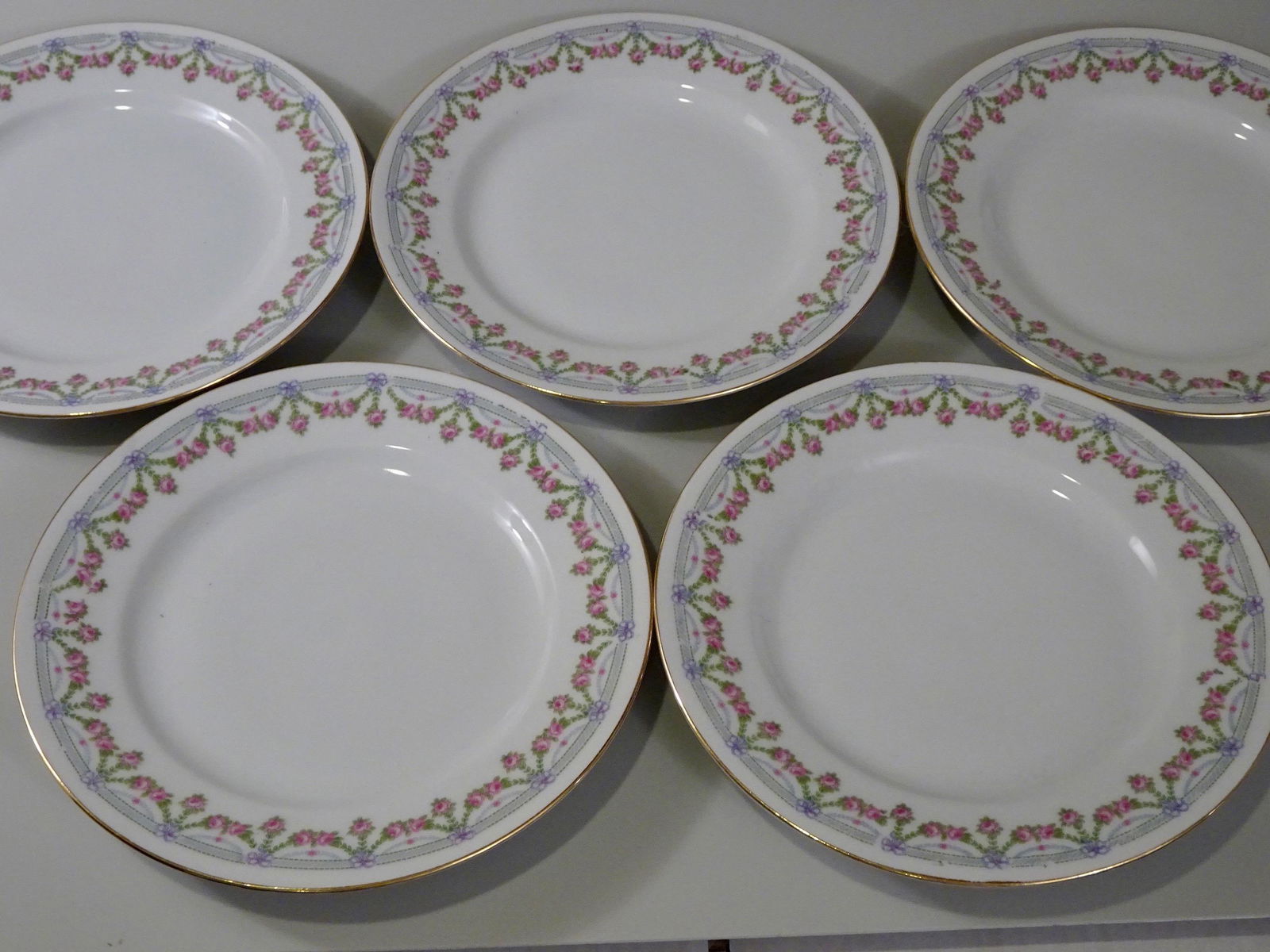 Lot of 5 Vintage Austrian Porcelain Salad Plates (1 of 3)