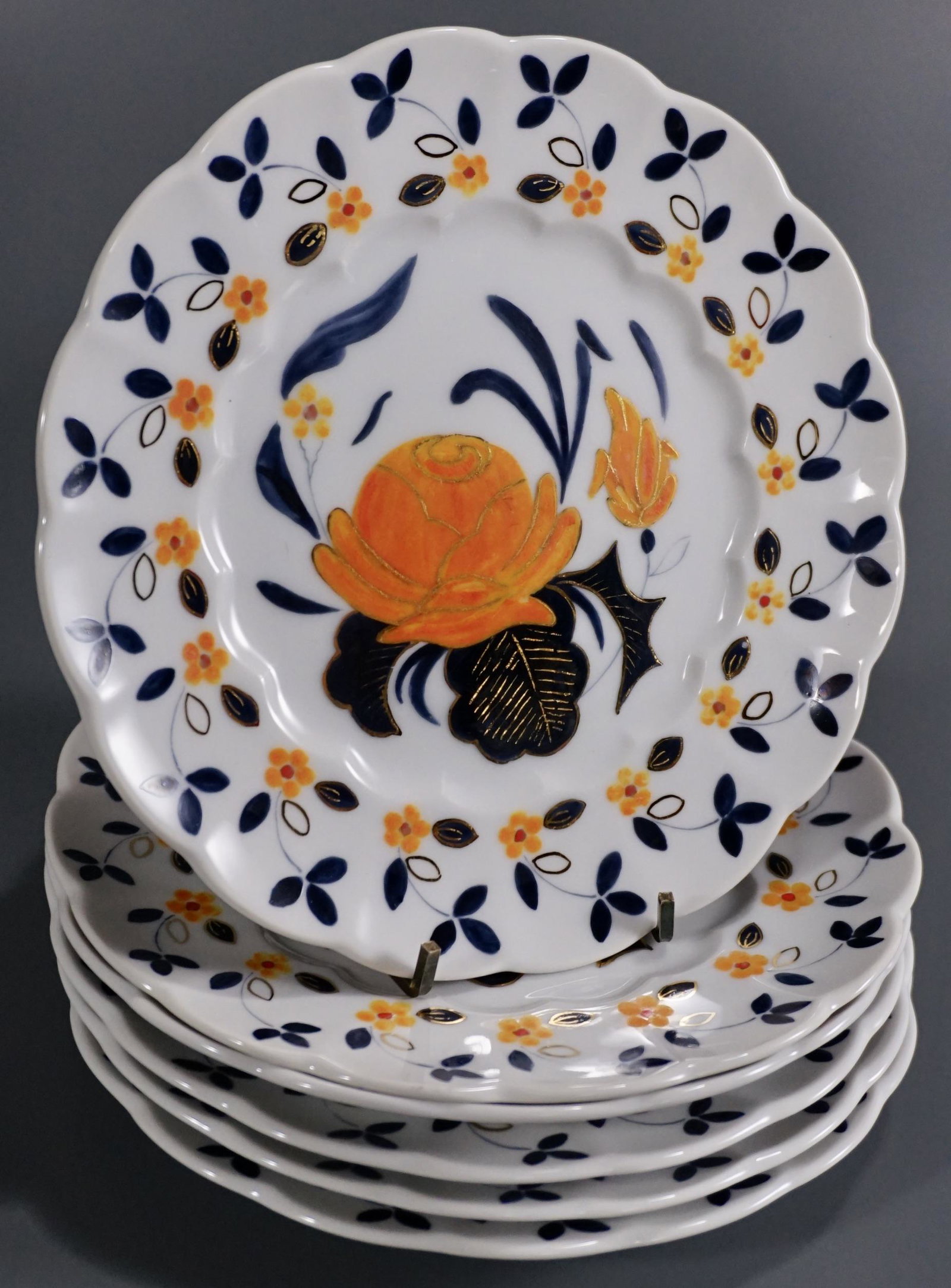 English Imari Enamel Hand Painted China Luncheon Plate (1 of 5)