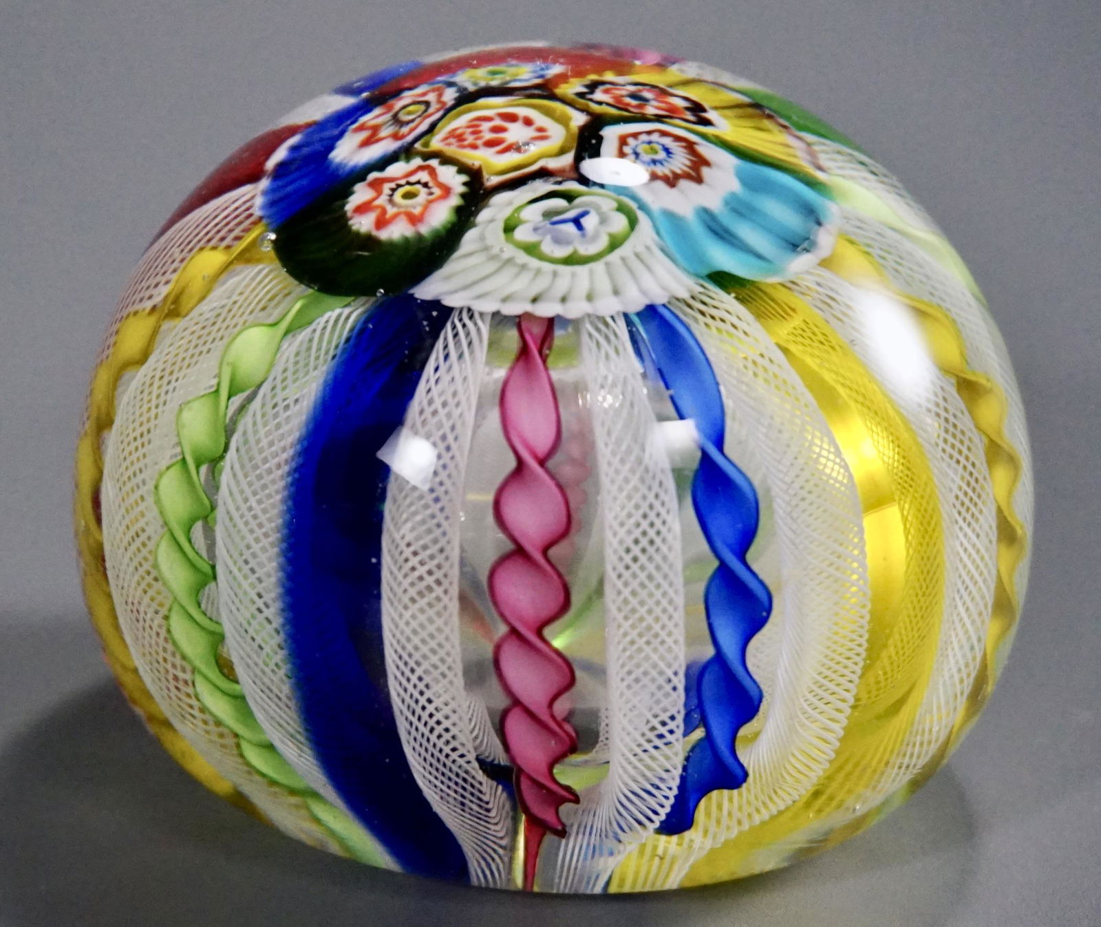 Venetian Latticino Zanfirico Millefiori Large Ball (1 of 8)