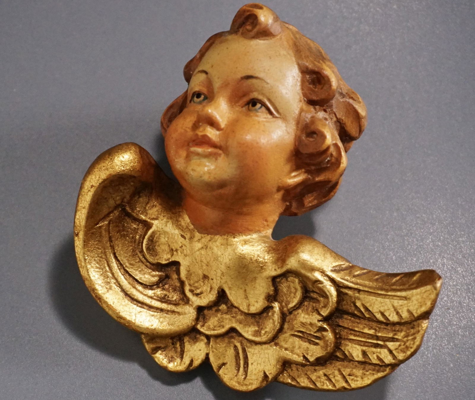 Italian Cherub Wall Plaque Carved Wood Gold Leaf Gilded (1 of 8)