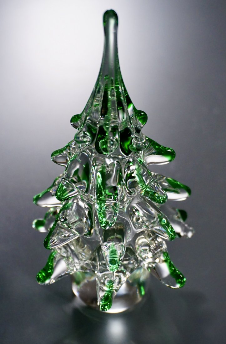 Art Glass Christmas Tree Paperweight on Clear Base (1 of 4)