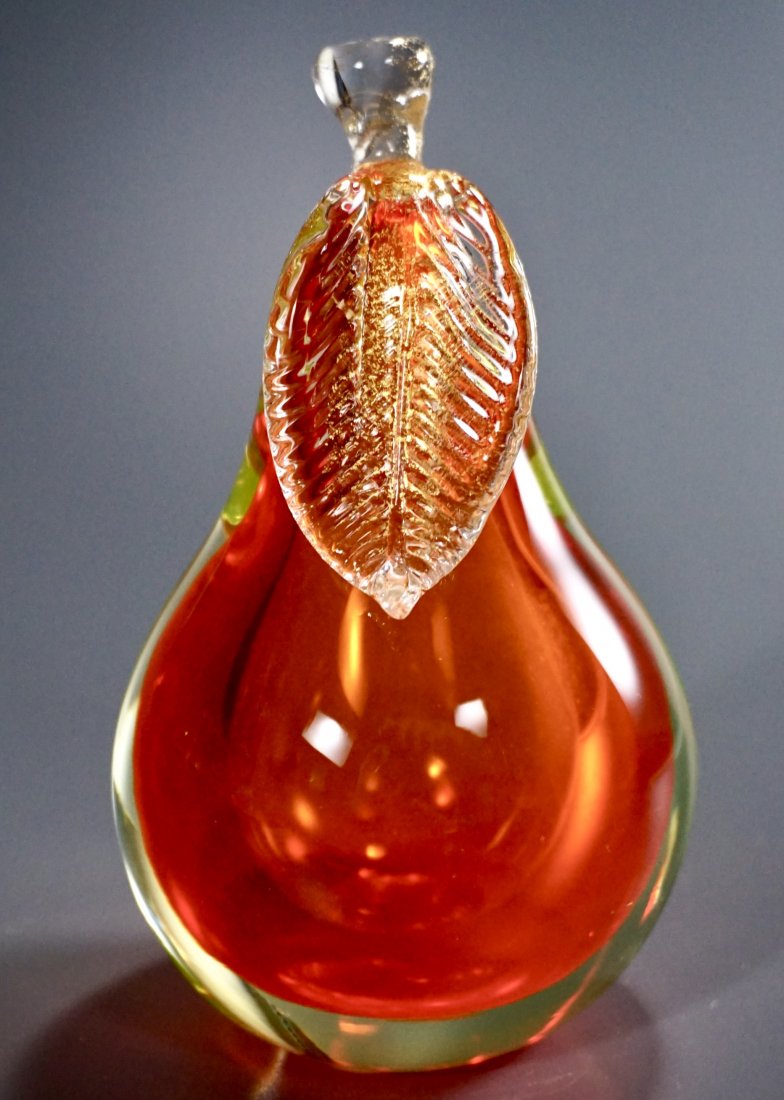 Barbini Sommerso Italian Murano Art Glass Orange Pear (1 of 8)