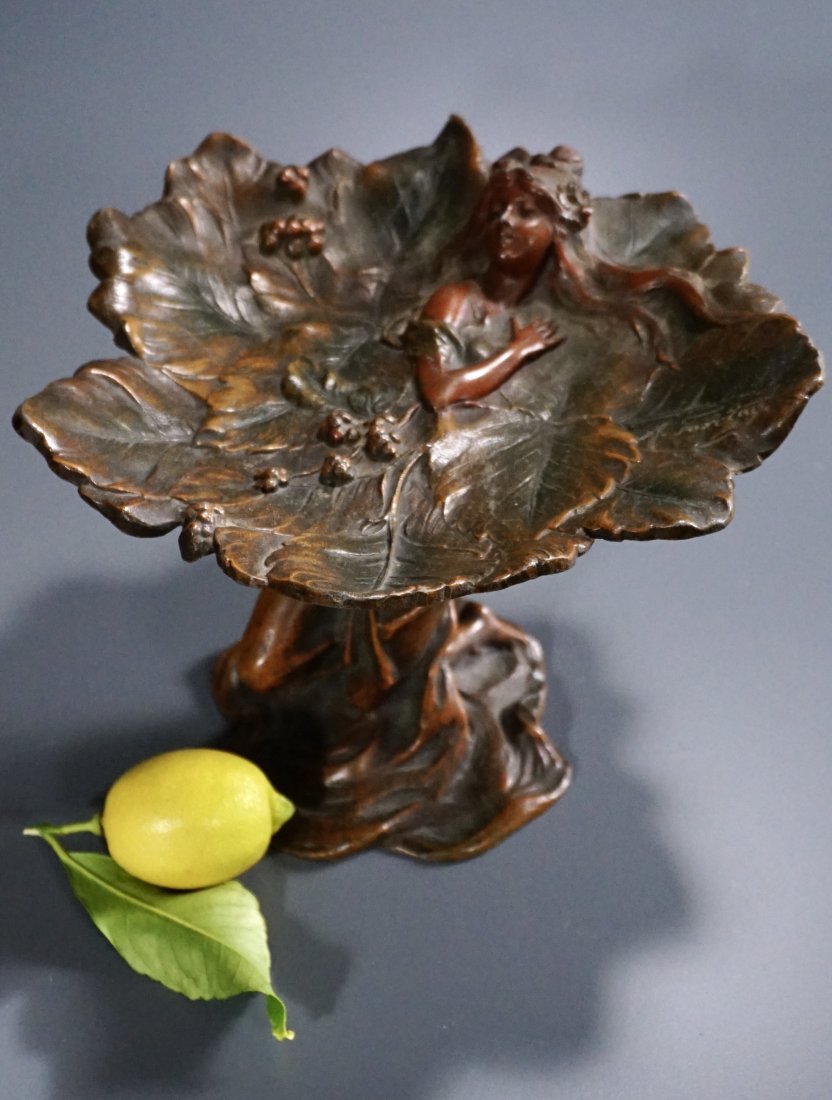 French Art Nouveau Water Lily Fairy Figural Compote (1 of 10)