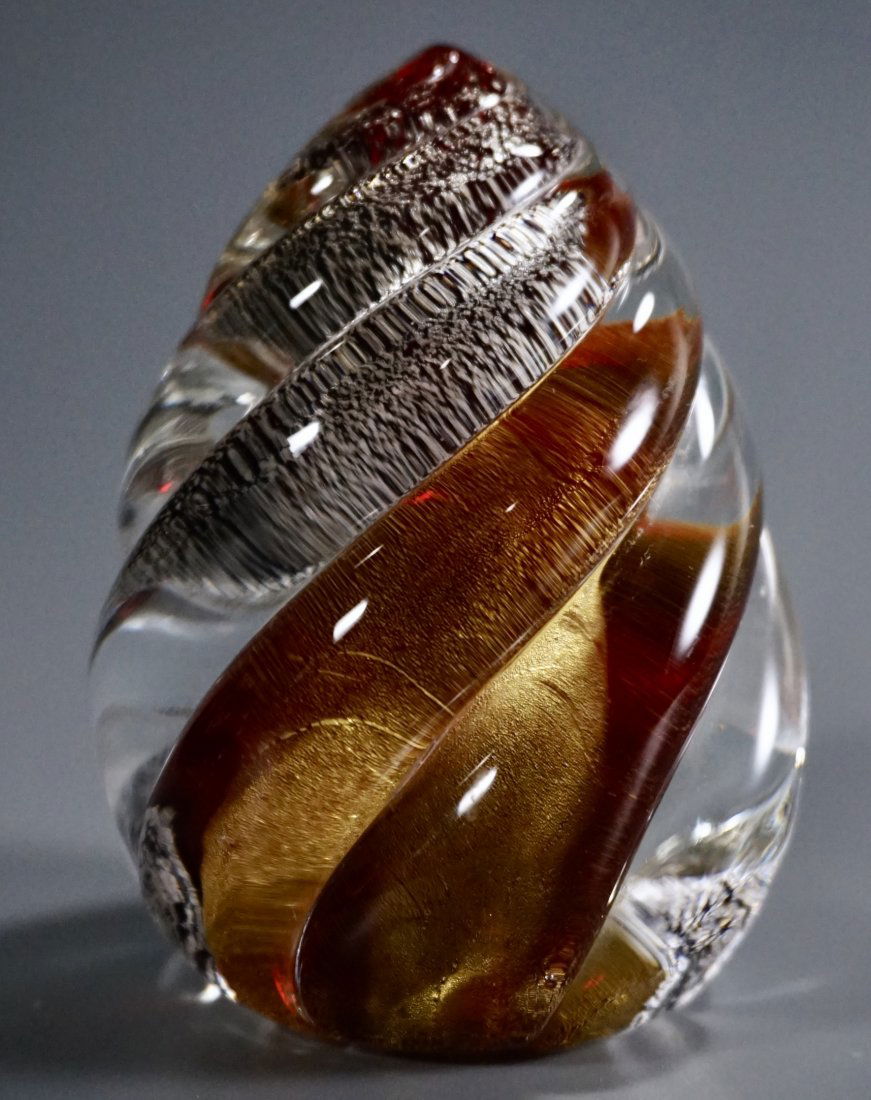 Twisted Pine Cone Murano Glass Paperweight Gold Silver (1 of 7)