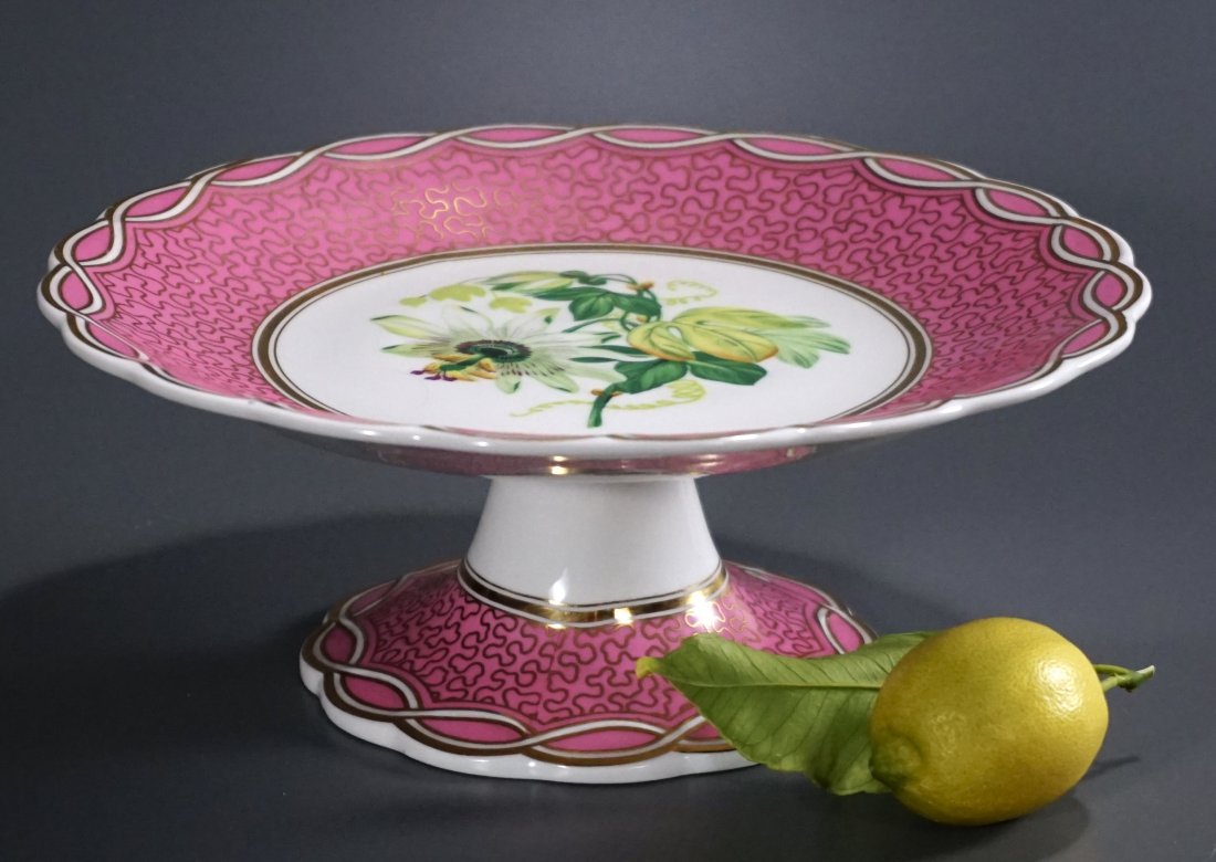 Paris Porcelain Footed Plate Cake Stand Pink Border (1 of 6)