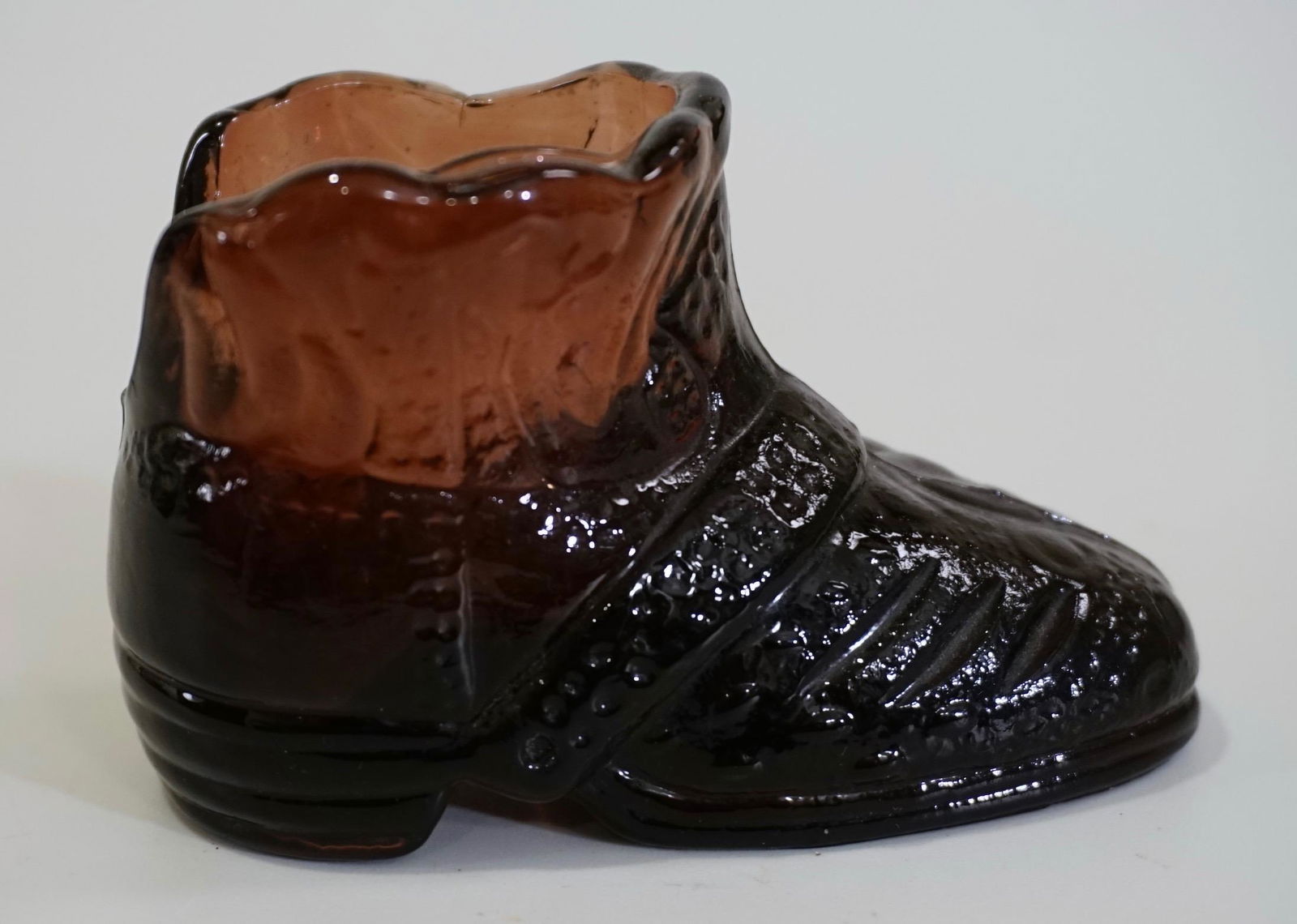 Amethyst Glass Boot: Amethyst Glass Boot Approximately 3 3/4 x 2 x 2 5/16 inches high.