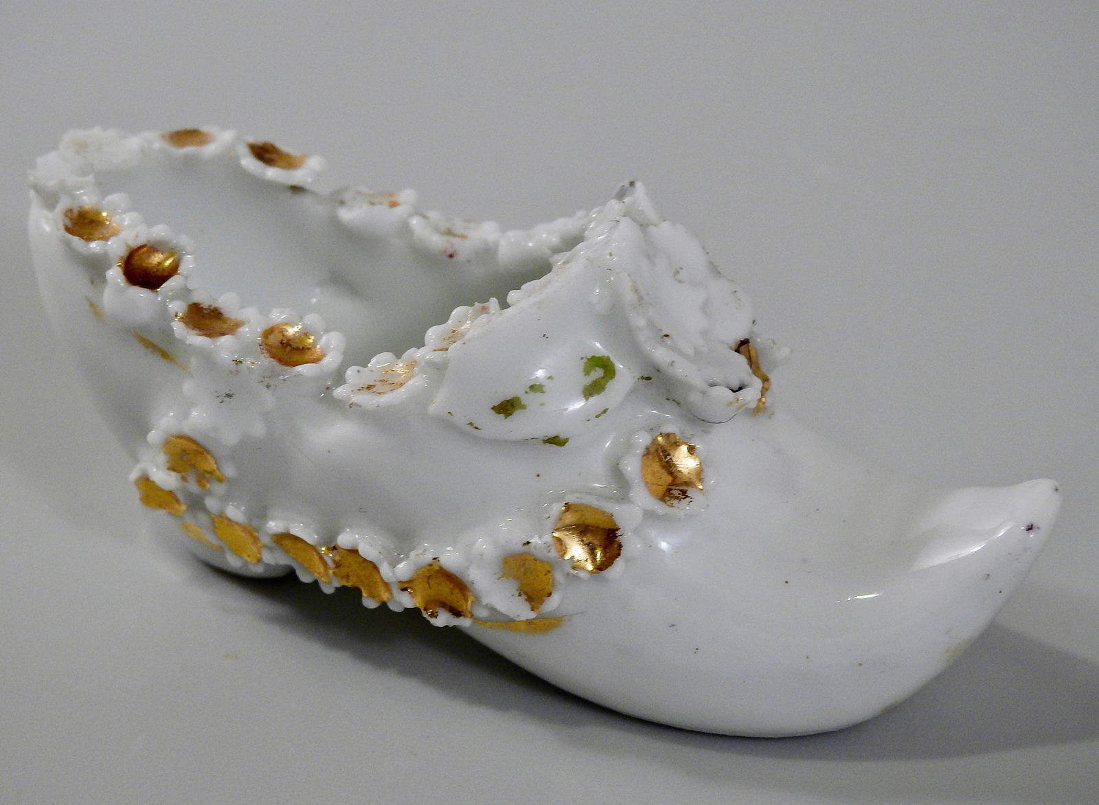 Antique German Glazed Porcelain Victorian Slipper Shoe (1 of 4)