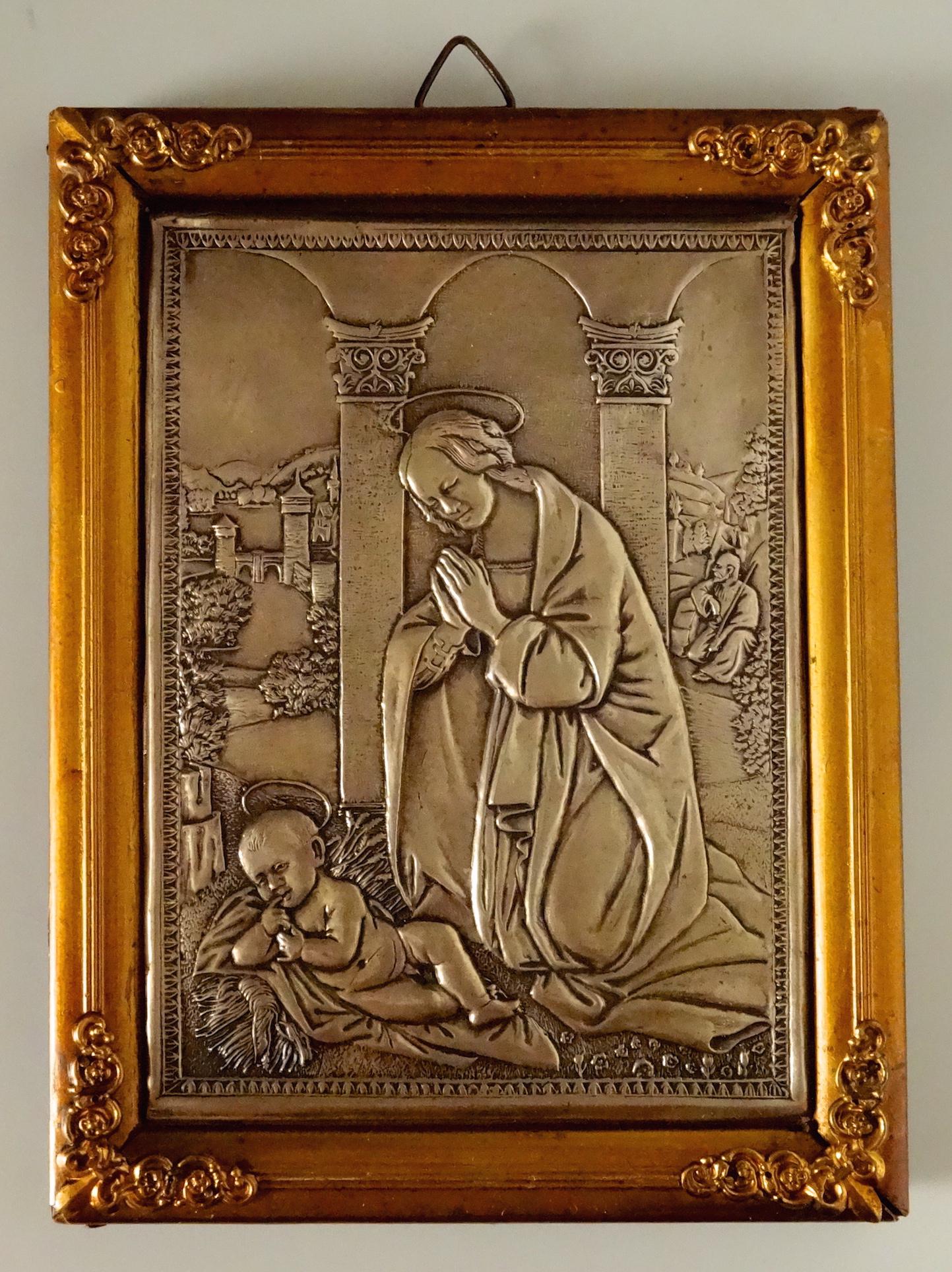 Antique Italian Madonna Religious Icon Wall Plaque (1 of 7)