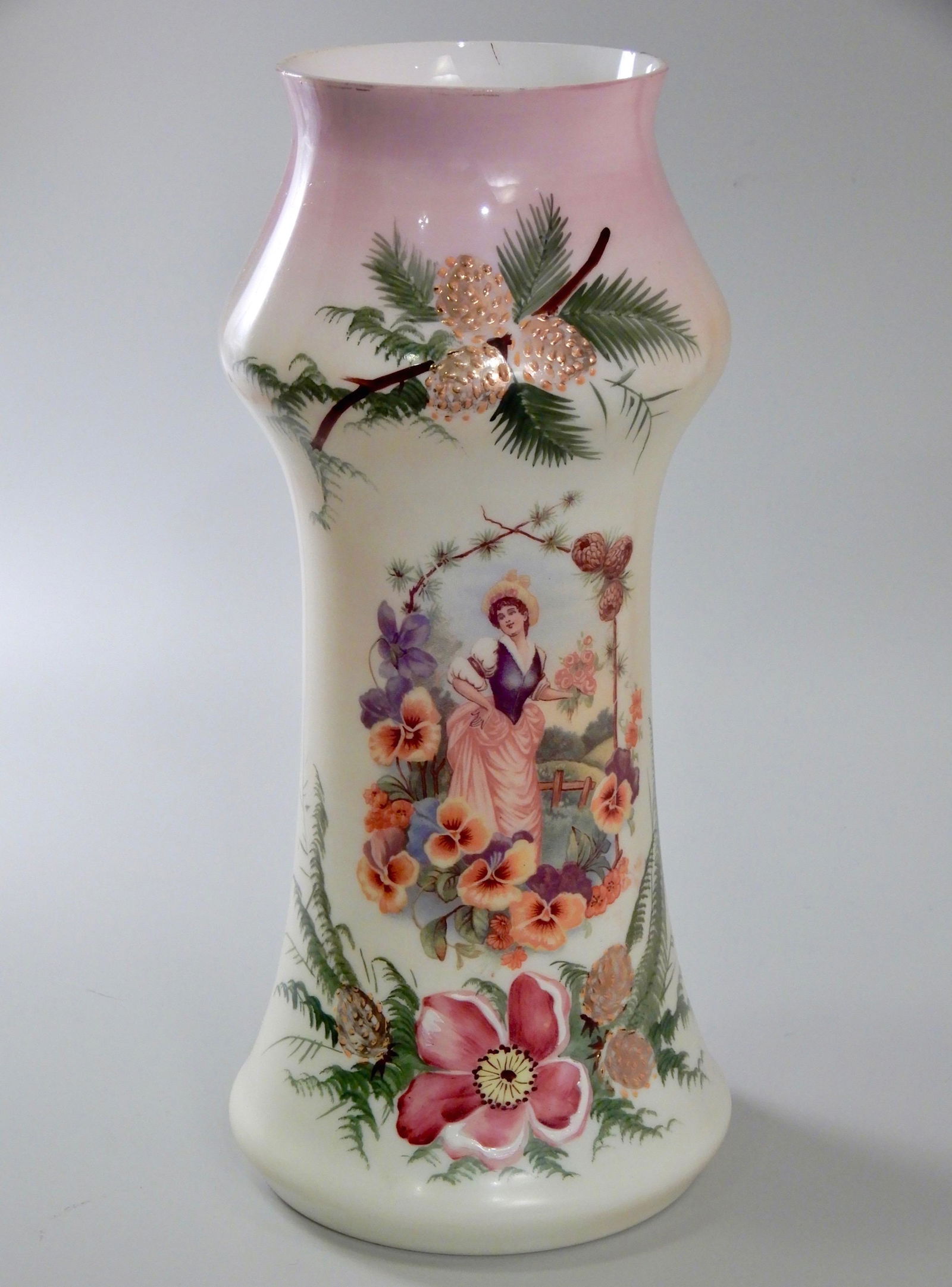 Victorian Putto Bristol Glass Mantel Vase (1 of 6)