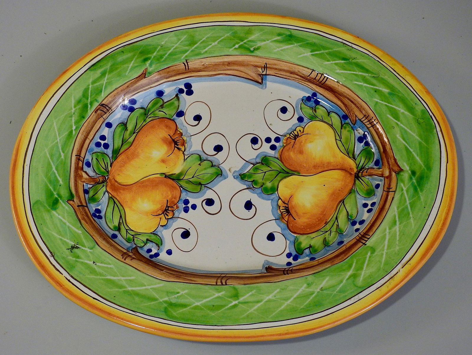 Tuscan Ceramic Pear Oval Tray Wall Plaque Hand Painted (1 of 4)