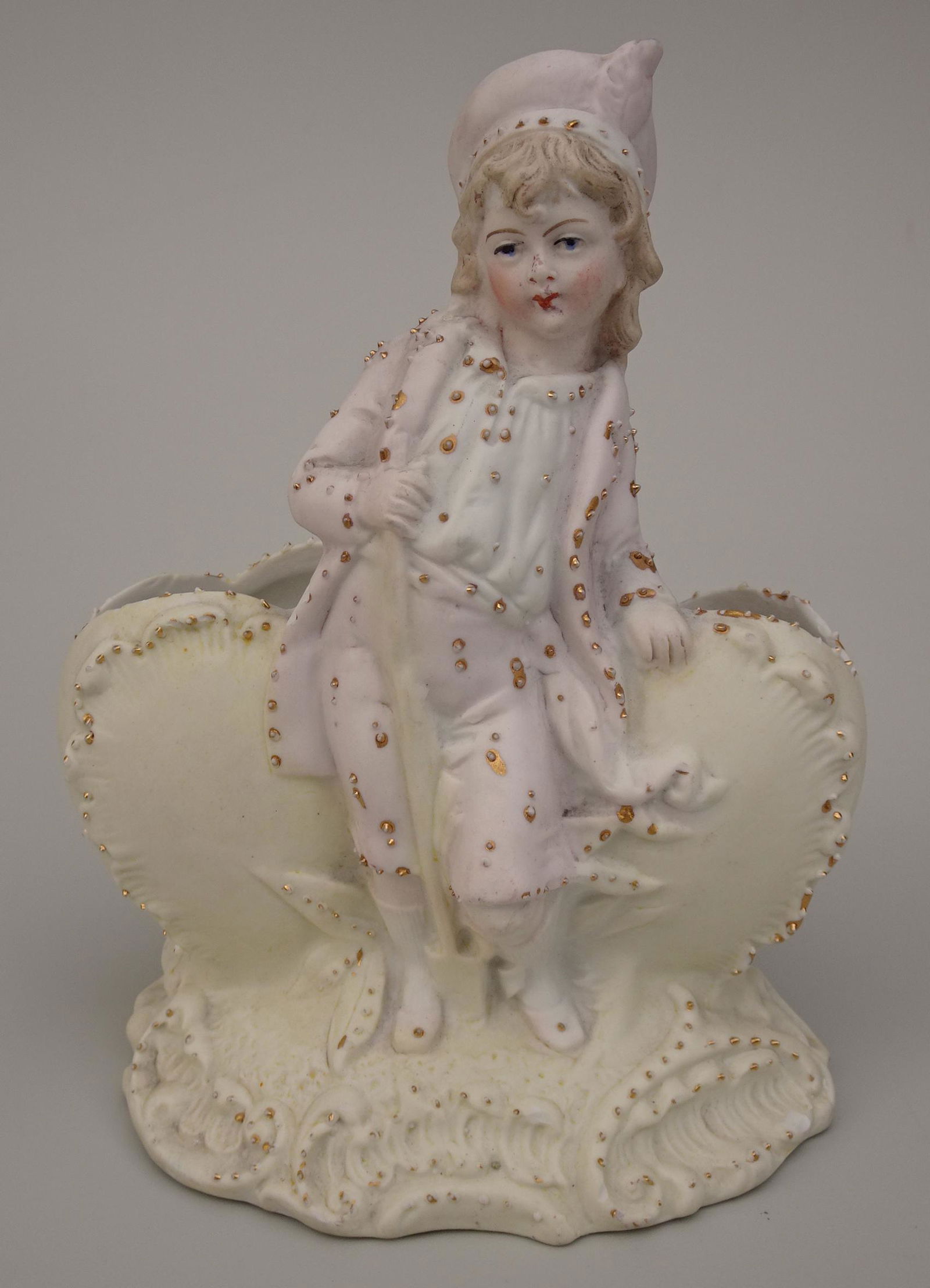 German Antique Bisque Porcelain Double Spill Vase: German Antique Bisque Porcelain Double Spill Vase Approximately 4 3/8 inches wide x 5 3/4 inches tall