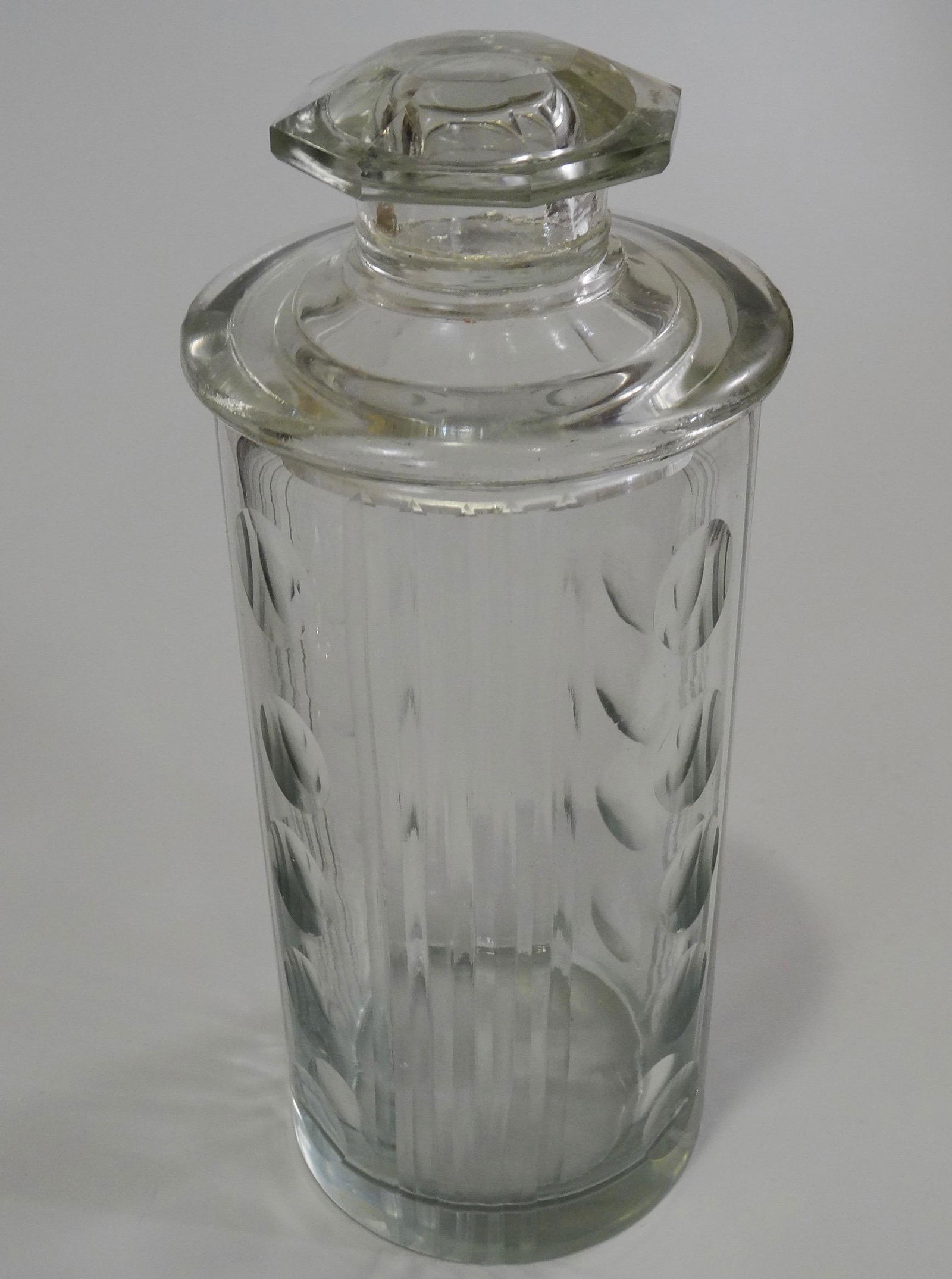 Paneled Dot Cut Glass Apothecary Jar Lidded Container (1 of 8)