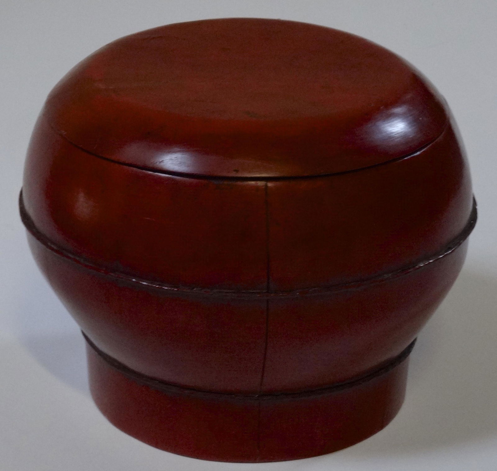 Cinnabar Red Lacquer Painted Oriental Bucket Box Wood (1 of 6)