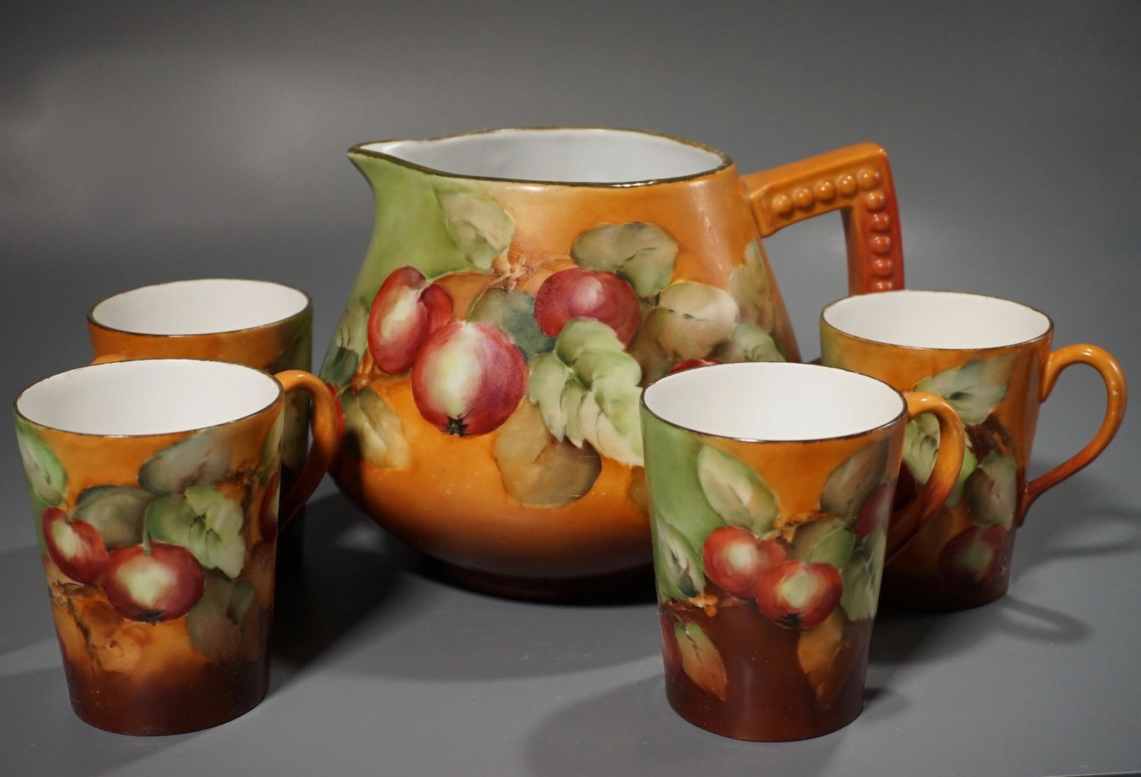 Antique Hand Painted Porcelain Lemonade Set Pitcher and (1 of 7)