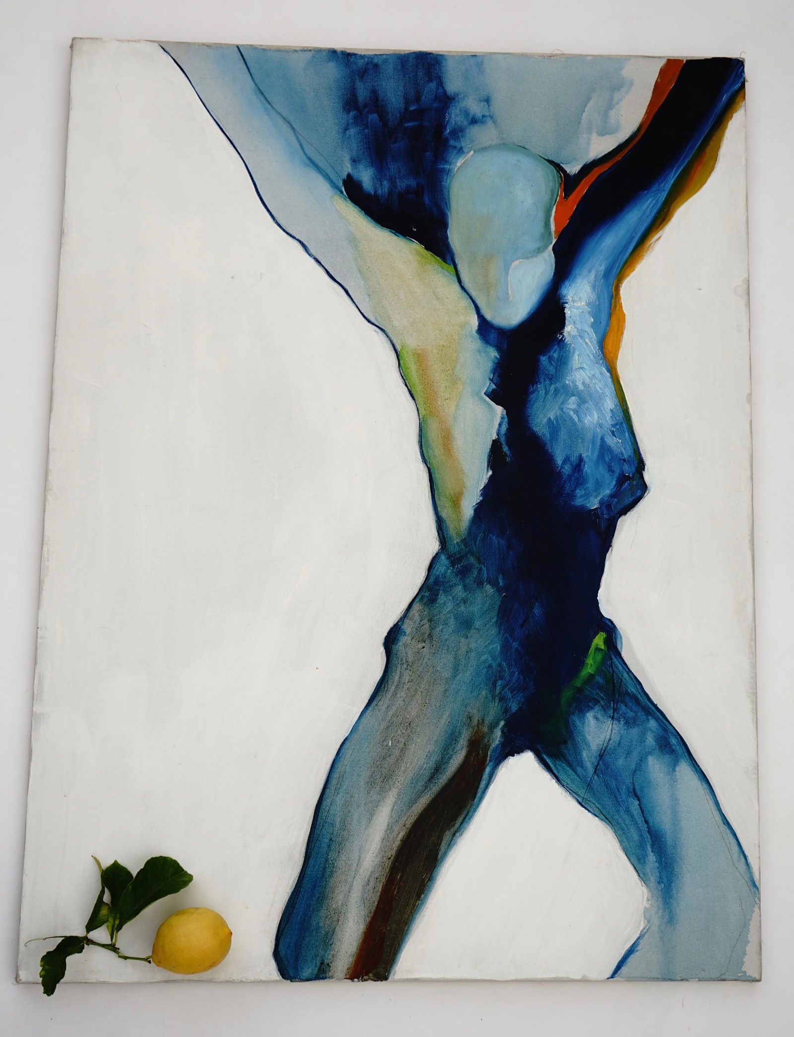 Blue Devil Abstract Painting on Canvas Mid Century Art (1 of 5)