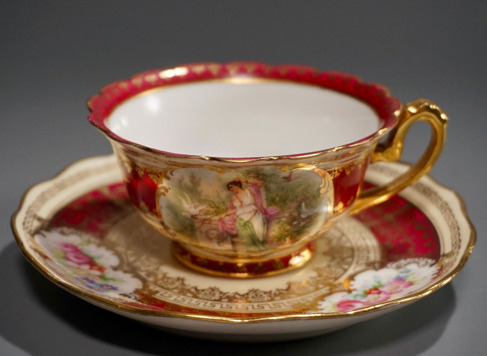 Antique Imperial Austria Crown China Cabinet Cup Saucer (1 of 6)