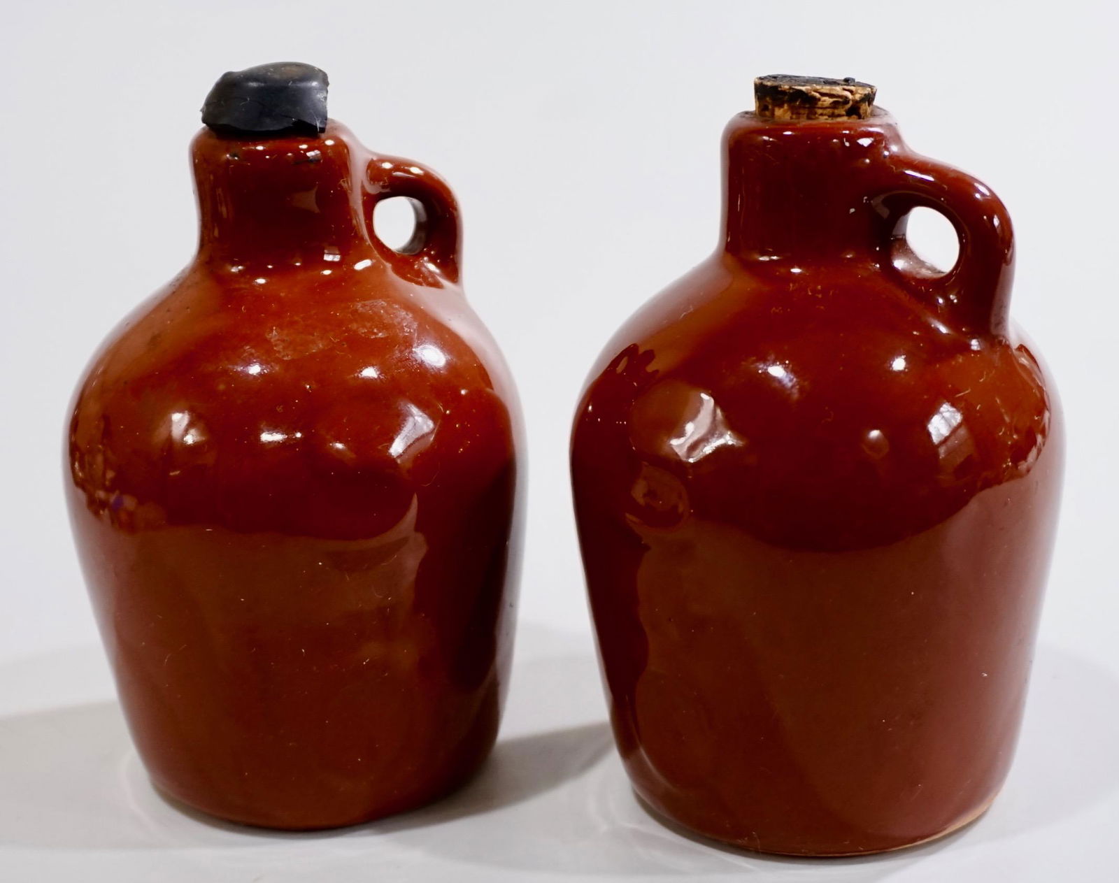 Vintage Small Brown Glaze Pottery Jug Lot of 2 (1 of 4)