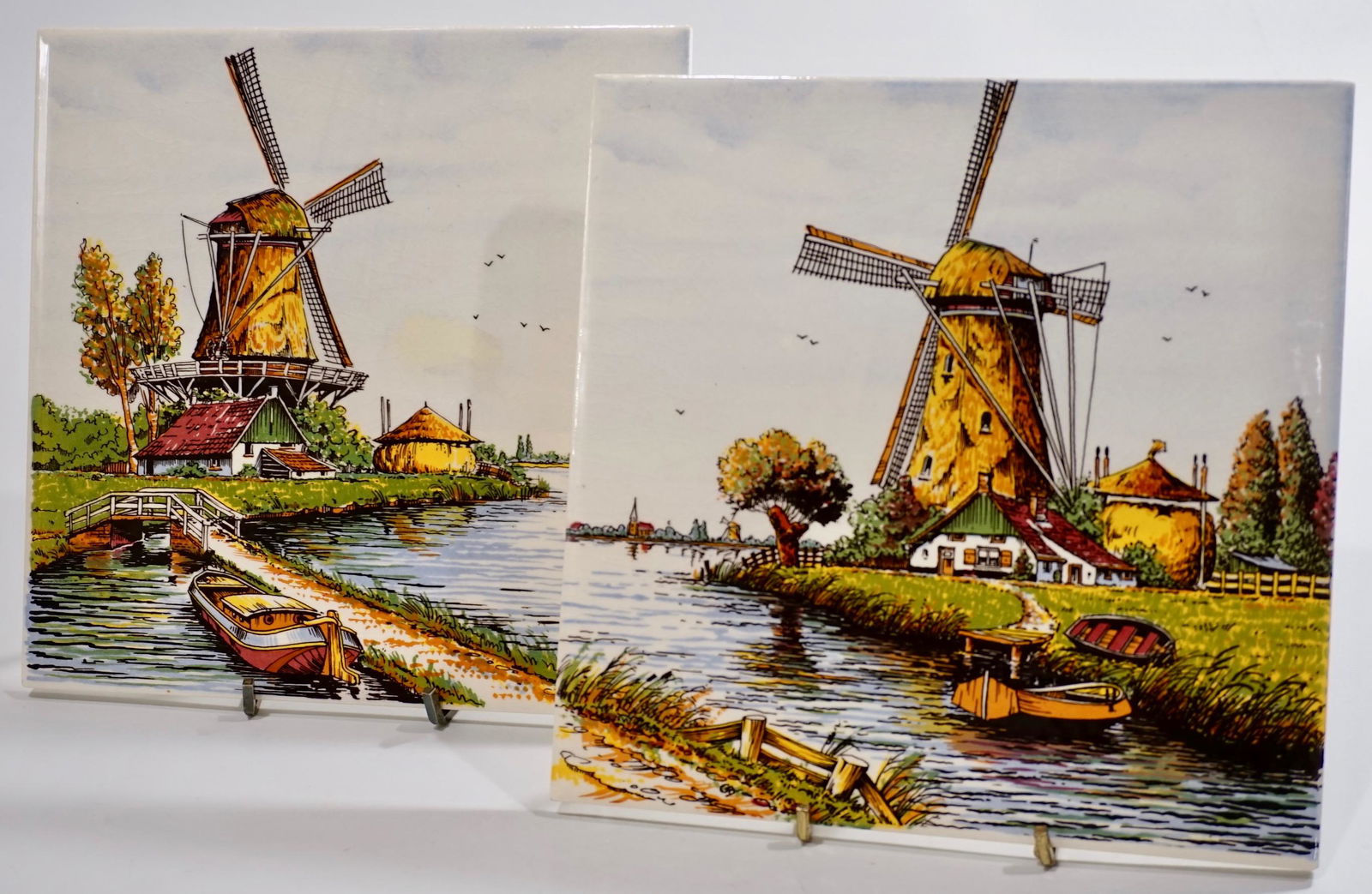 Blue Delft Windmill Tile Lot of 2 (1 of 7)