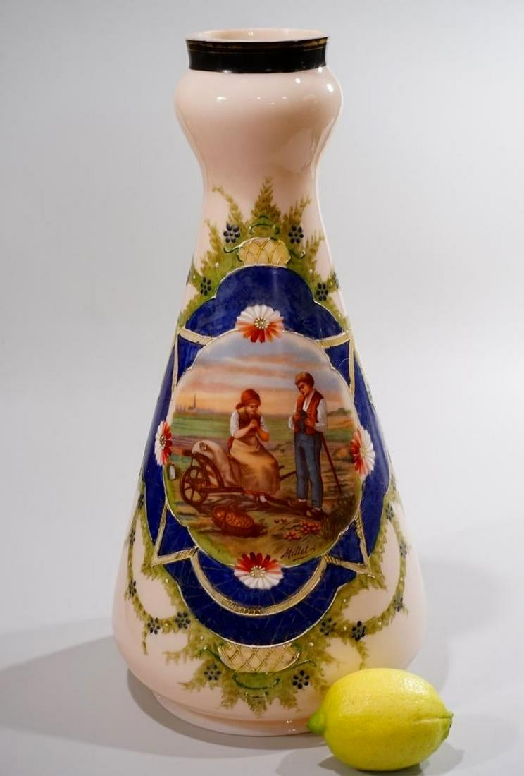 Antique Victorian Bohemian Glass Vase Millet Scene (1 of 8)