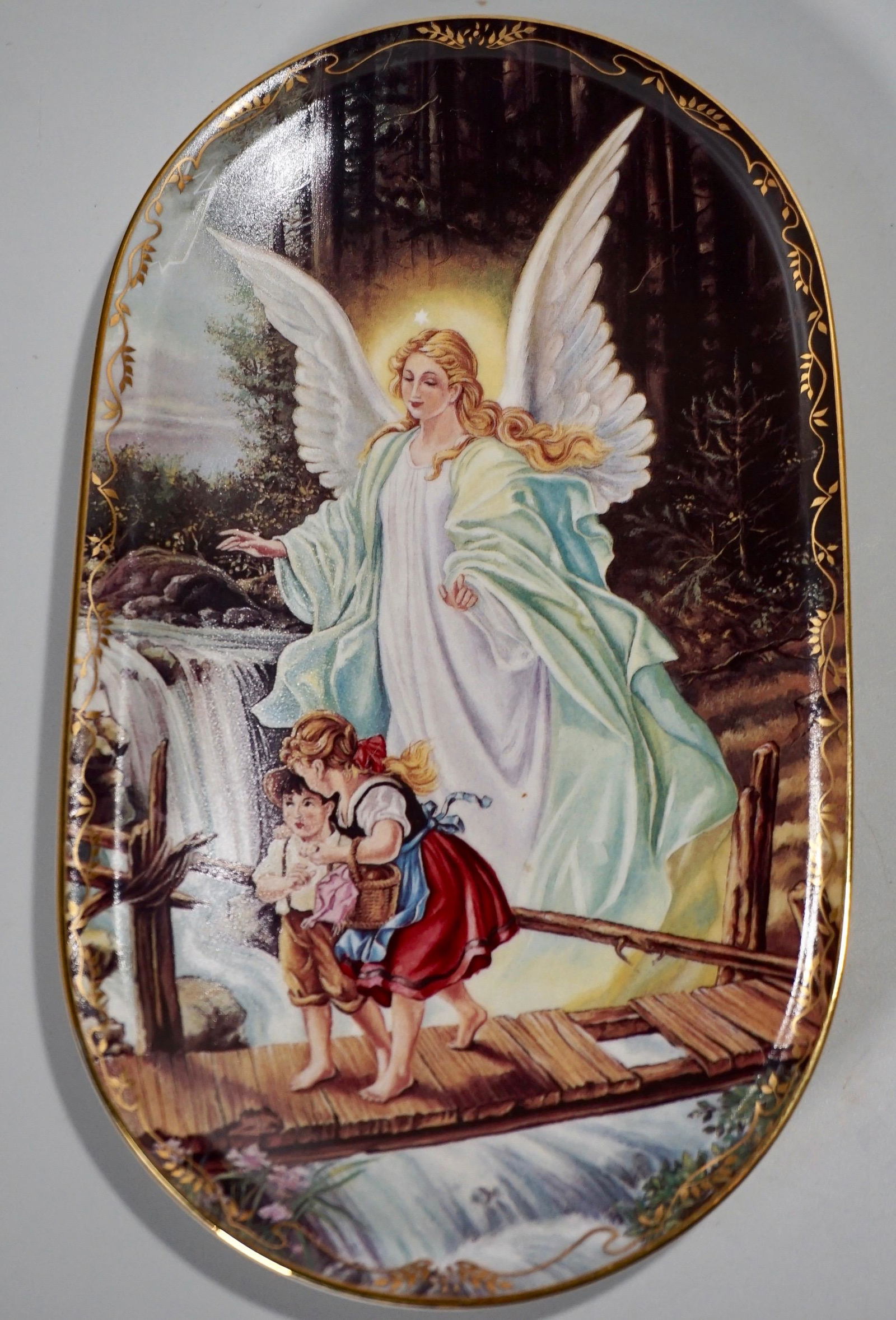 Guardian Angel German Porcelain Wall Plaque Boxed (1 of 5)