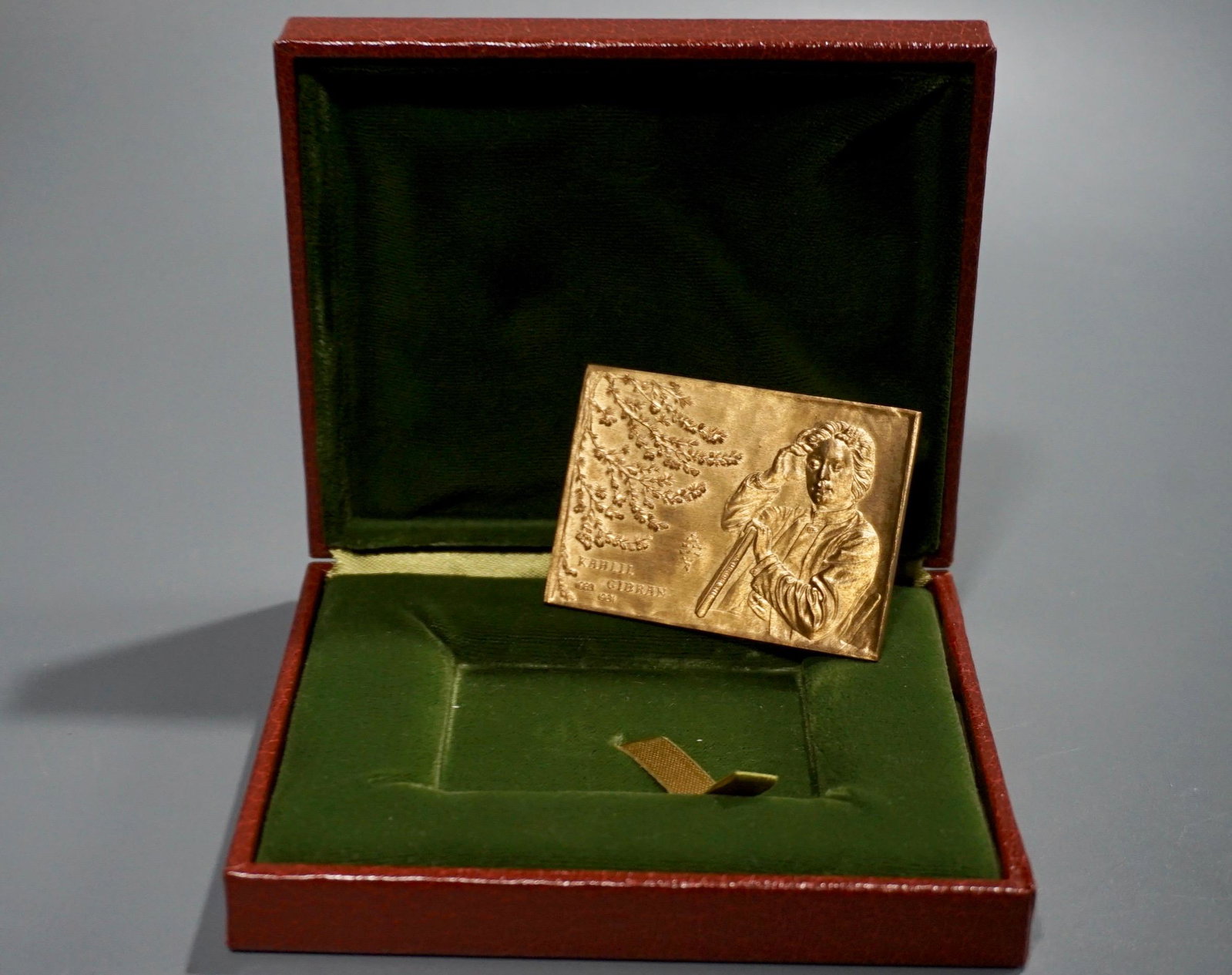 Khalil Gibran The Prophet Bronze Plaque Original: Khalil Gibran The Prophet Bronze Plaque Original Presentation Box Bronze plaque modeled after the Copley Square, Boston memorial plaque for Khalil (Kahlil) Gibran Lebanese-born poet, philosopher, and 