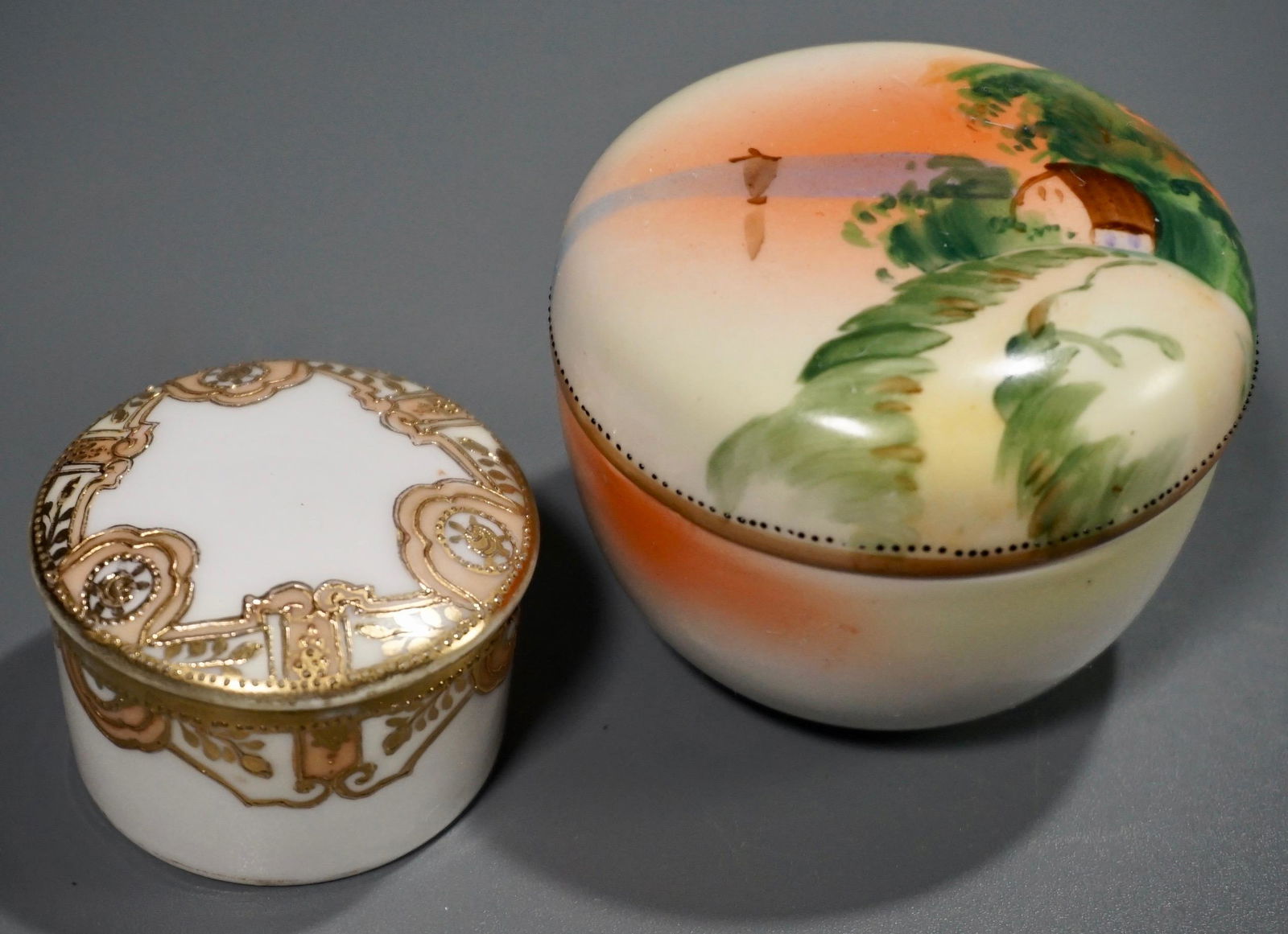 Nippon Porcelain Hand Painted Vanity Box Lot of 2 (1 of 4)