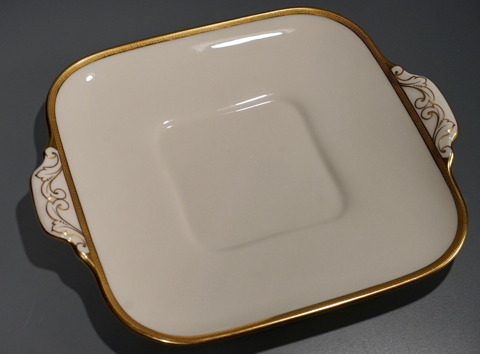 Lenox Porcelain Square Serving Platter Gold Handles (1 of 4)